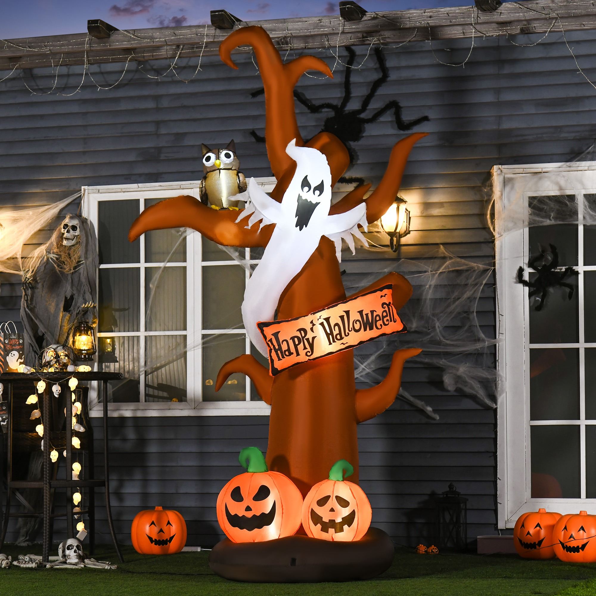 Selbstaufblasend Halloweendekoration mit LED-Lichtern, inkl. Gebläse und Befestigungsmaterial, 156cm x 107cm x 274cm
