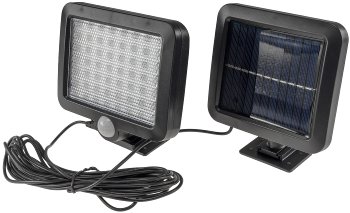 LED Solar Wandleuchte m. Bewegungsmelder / 300lm, 6000K, Akku, externe Solarzelle
