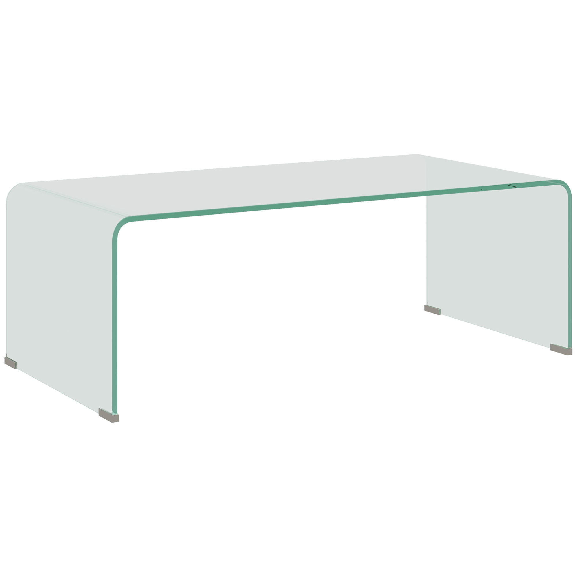 Stabiler Couchtisch aus Glas, einteiliges Design, schlicht und modern, 100 x 50 x 35 cm, Transparent