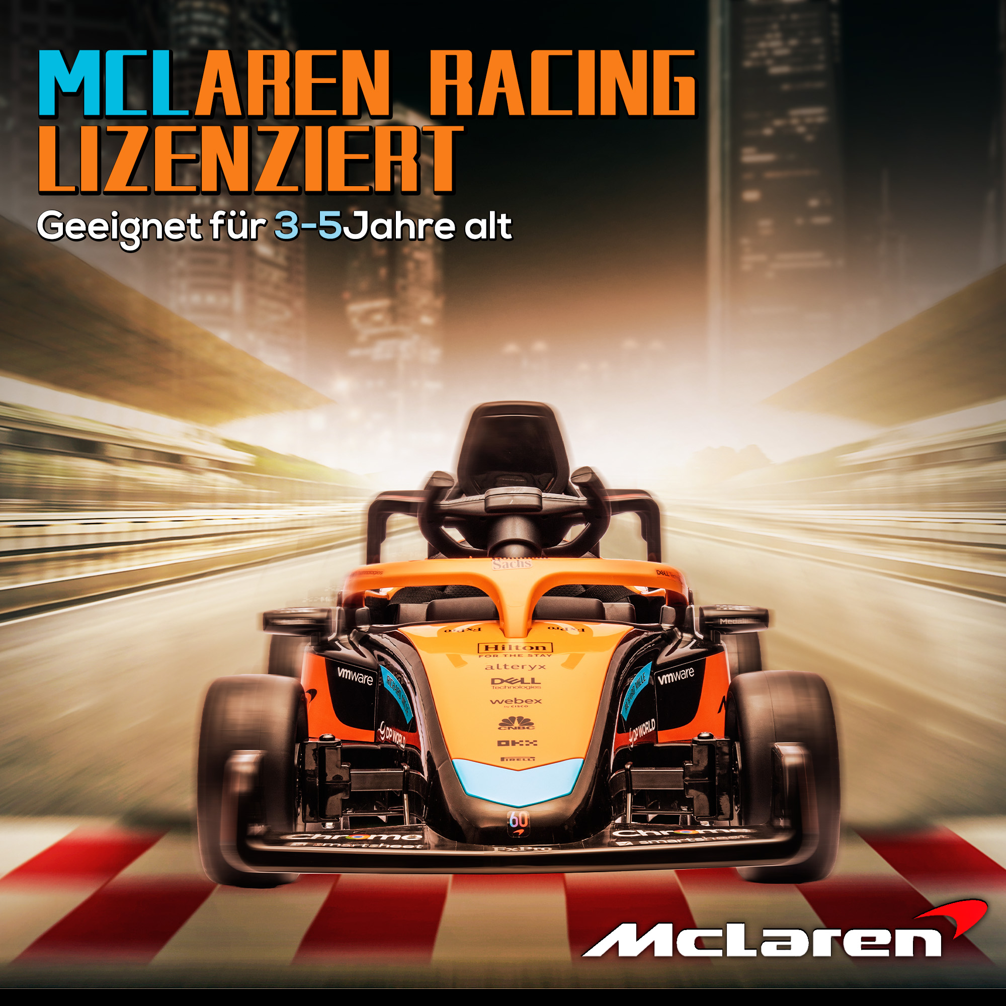 Elektro-Kinderauto, McLaren Formel-1, inkl. Fernsteuerung, Musik, für 3-5 Jahre, Orange