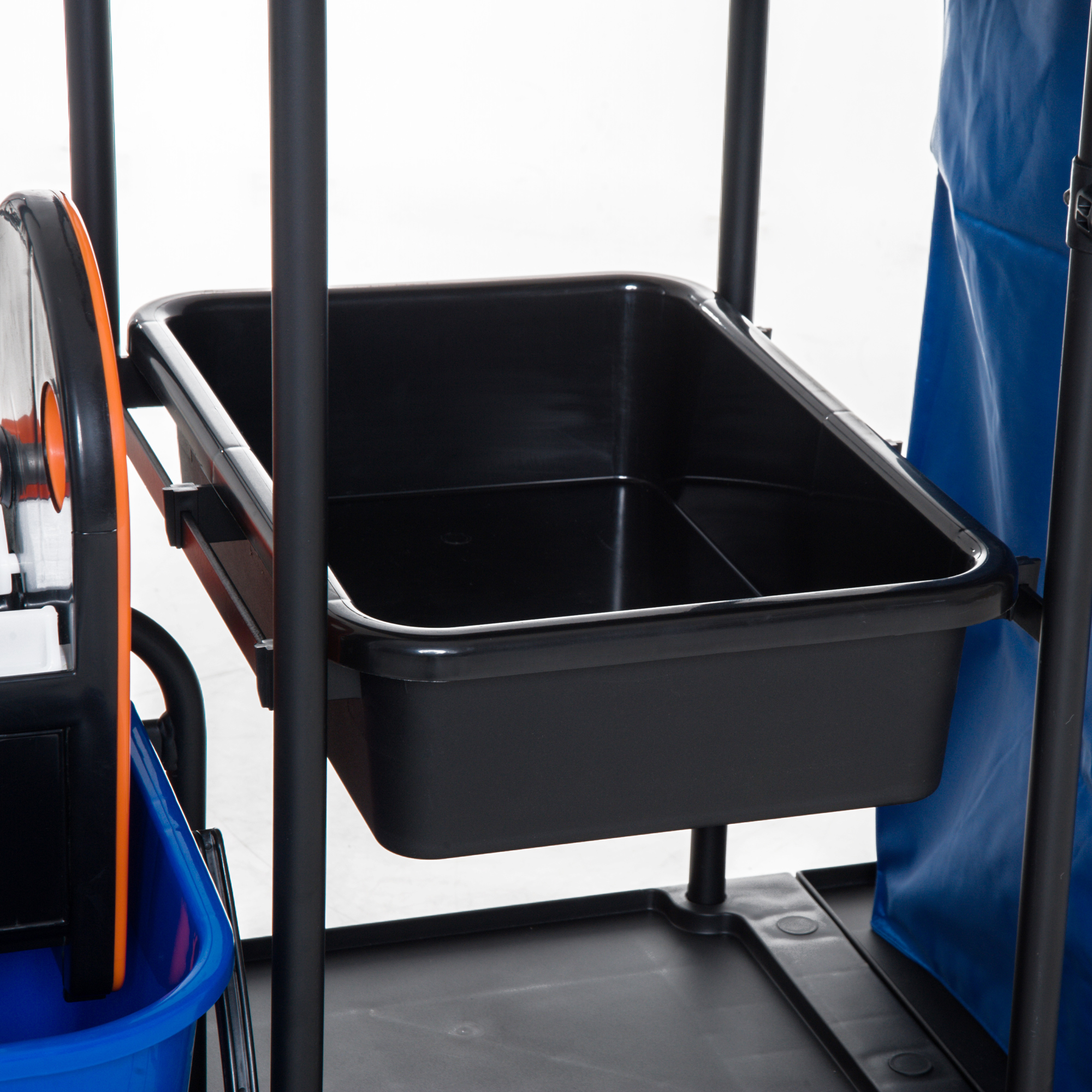 Putzwagen Reinigungswagen Wischwagen Systemwagen mit 4 leichtgängigen Rollen Schwarz+Blau+Orange 111 × 63,3 × 103 cm