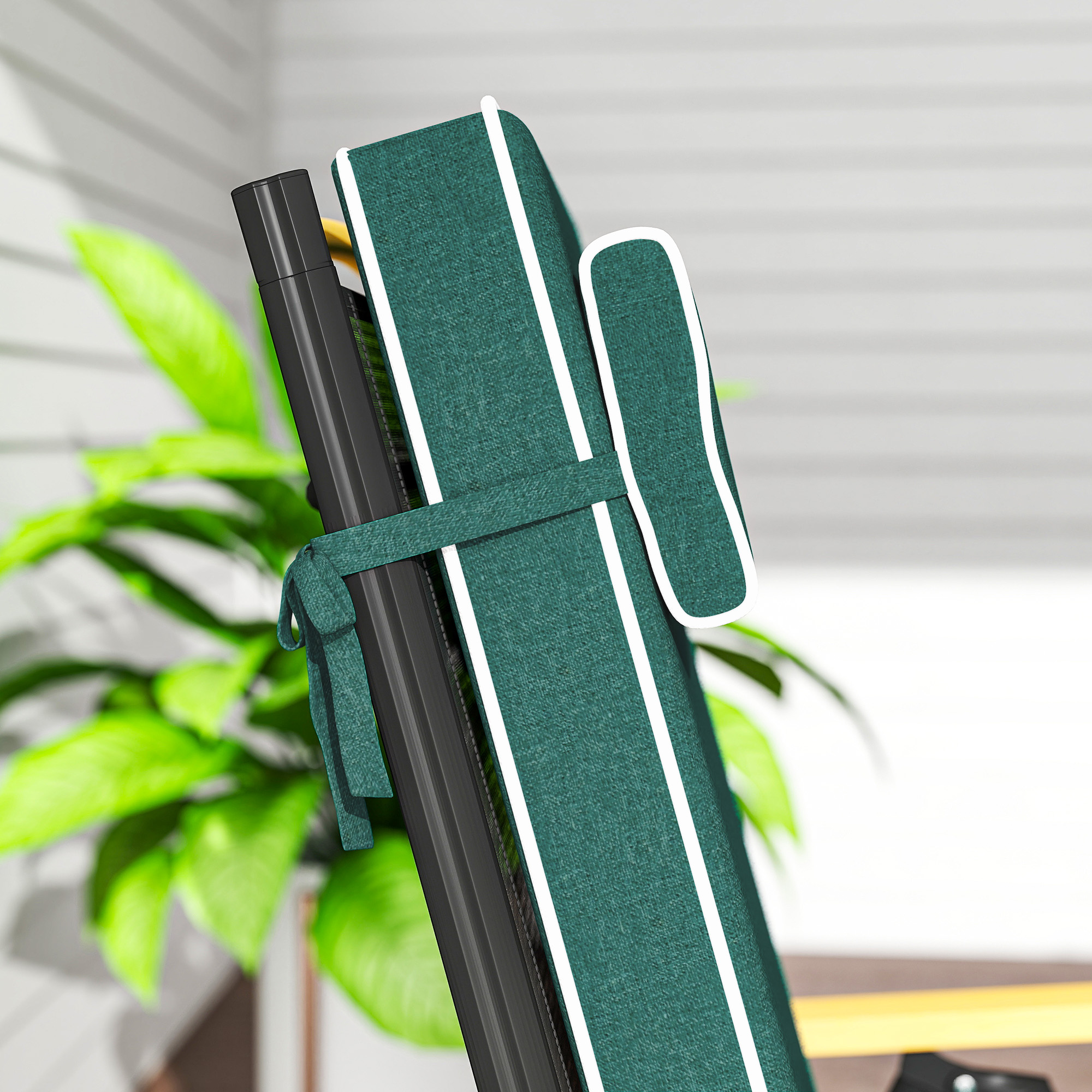 Sitzkissen 120 x 47 x 9,5 cm wasserabweisend Stuhlkissen mit Bändern, Kopfstütze, UPF50+ Grün