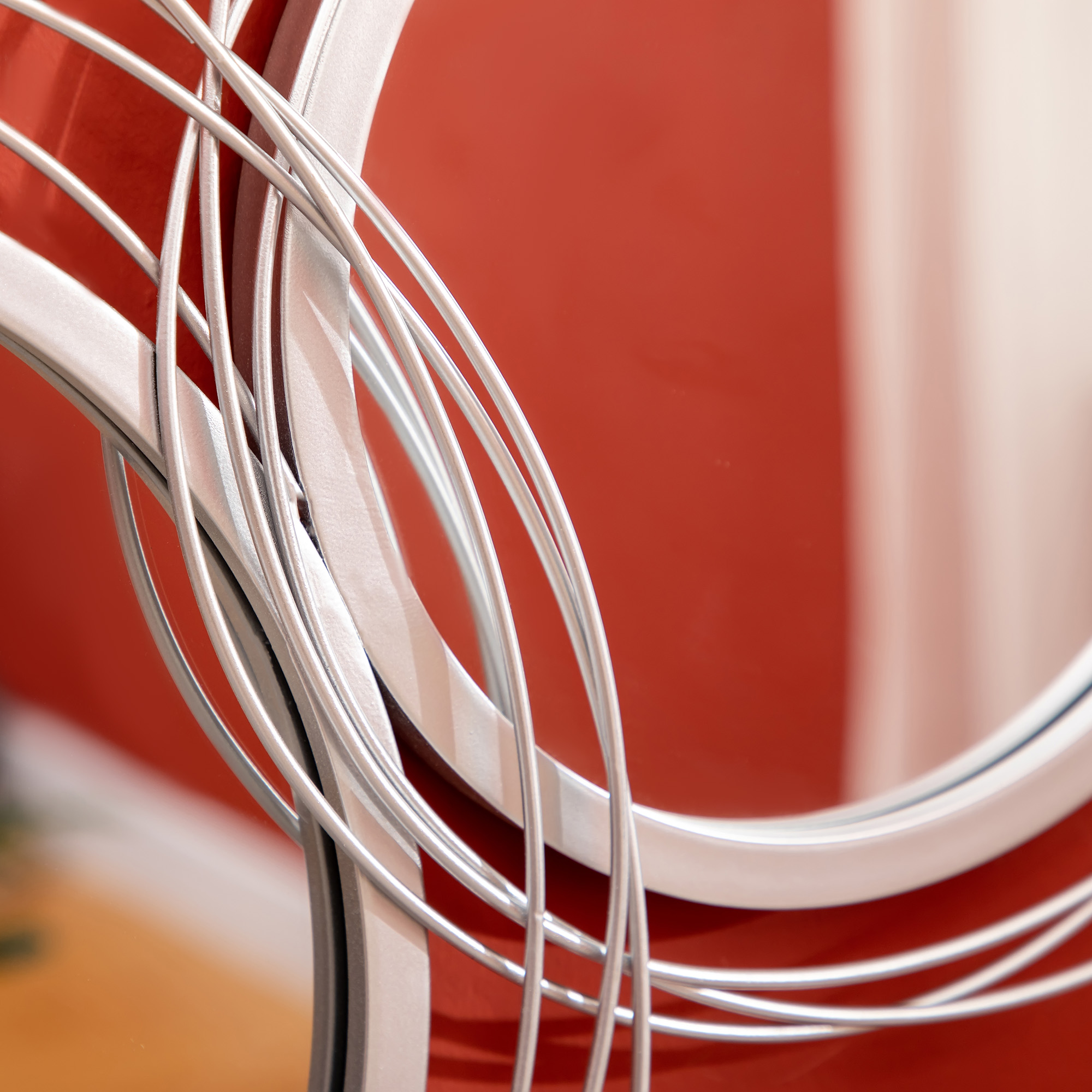 Spiegel-Set für Wanddekoration, Wandschmuck mit 4 runden Spiegeln, Wandspiegel, Flurspiegel,107 x 4 x 56 cm