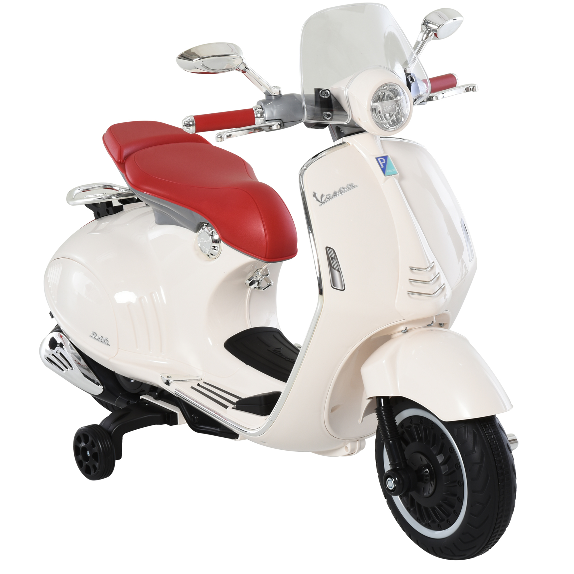 Kinder Elektro-Motorrad, 6V Kindermotorrad mit Scheinwerfer, Musik, Vor- und Rückwärtsgang, Trainingsräder, 30 kg belastbar, Elektromotorrad für 3-6 Jahre Kinder, Weiß