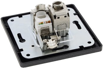 MILOS Netzwerk-Dose 2x CAT6 / inkl. Rahmen, UP, Anthrazit