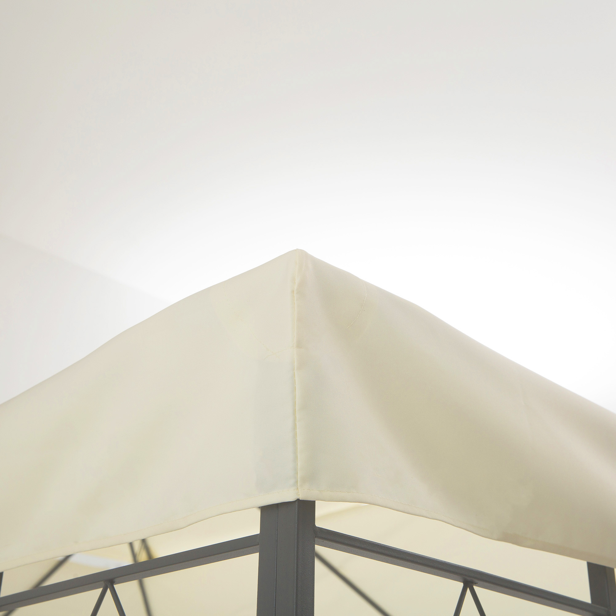 Ersatzdach für Metallpavillon 3x4m wasserabweisend Pavillondach mit Doppeldach, Ersatzbezug für Gartenpavillon Partyzelt Gartenzelt Polyester Cremeweiß