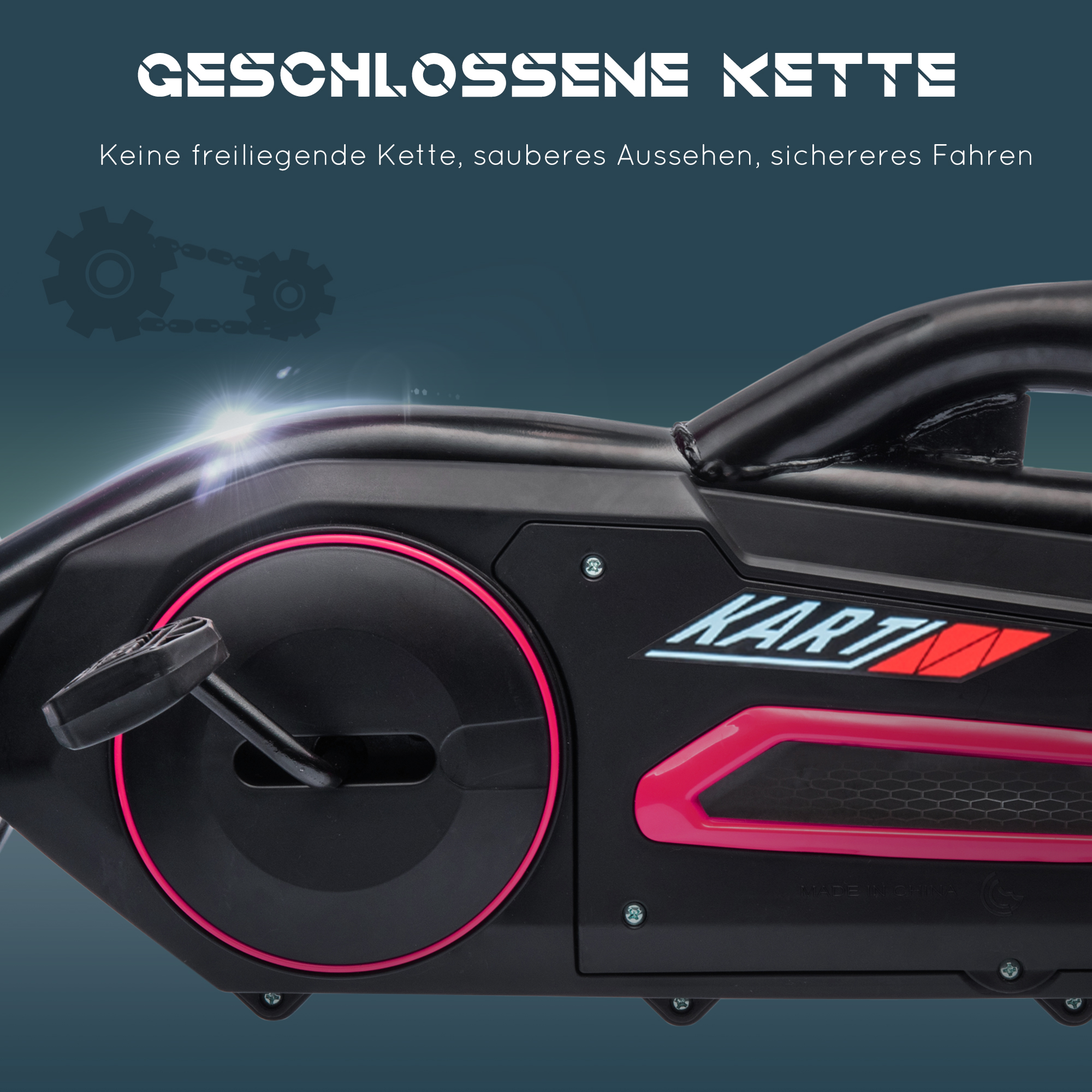 Go-Kart, Kinderfahrzeug mit verstellbarem Sitz, Tretfahrzeug, Tretauto mit Handbremse, 3-8 Jahre, Outdoor, Rosa