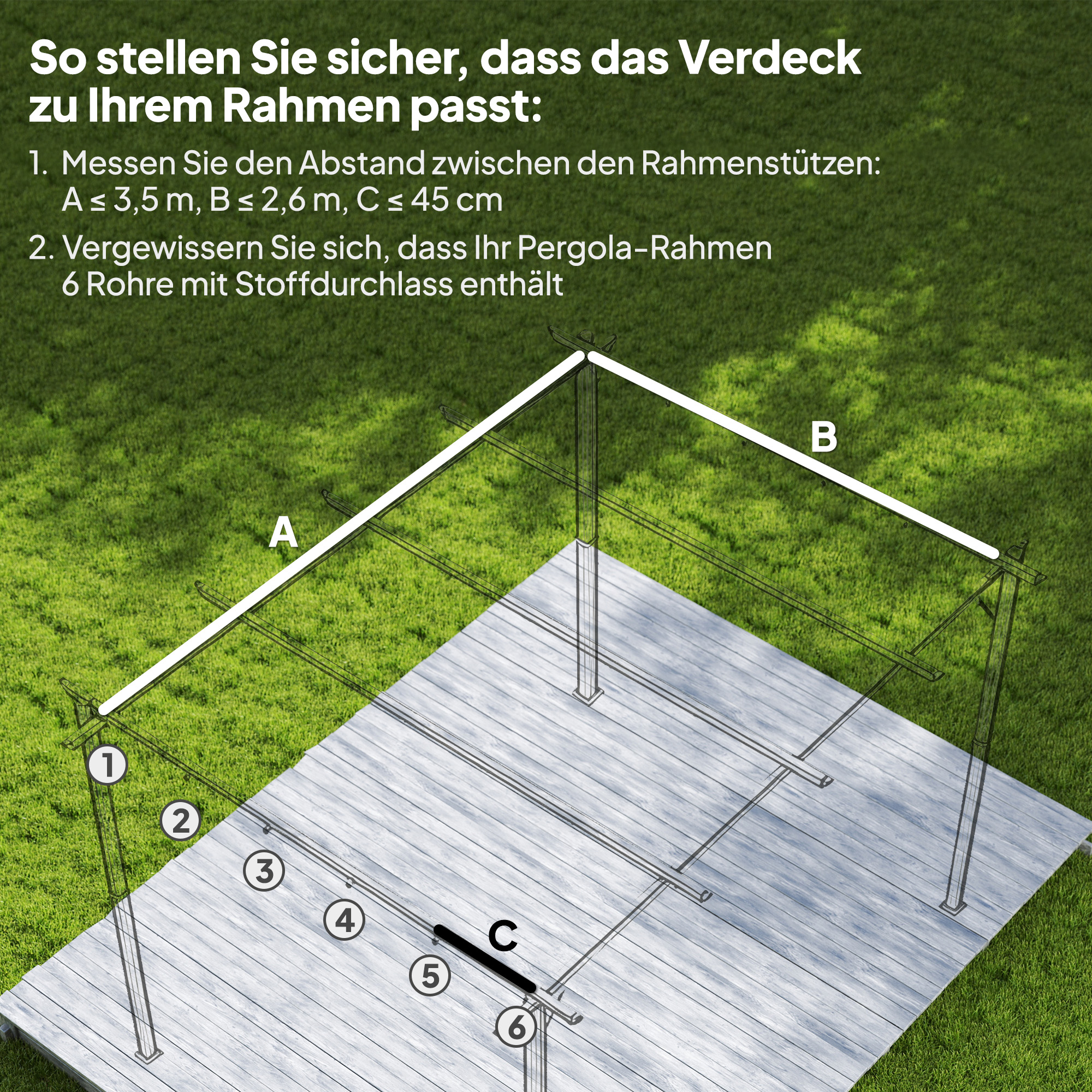 Ersatzplane für 4x3m Pavillons, mit Wasserablauflöchern, 3,50 x 2,6 m, Dunkelgrau