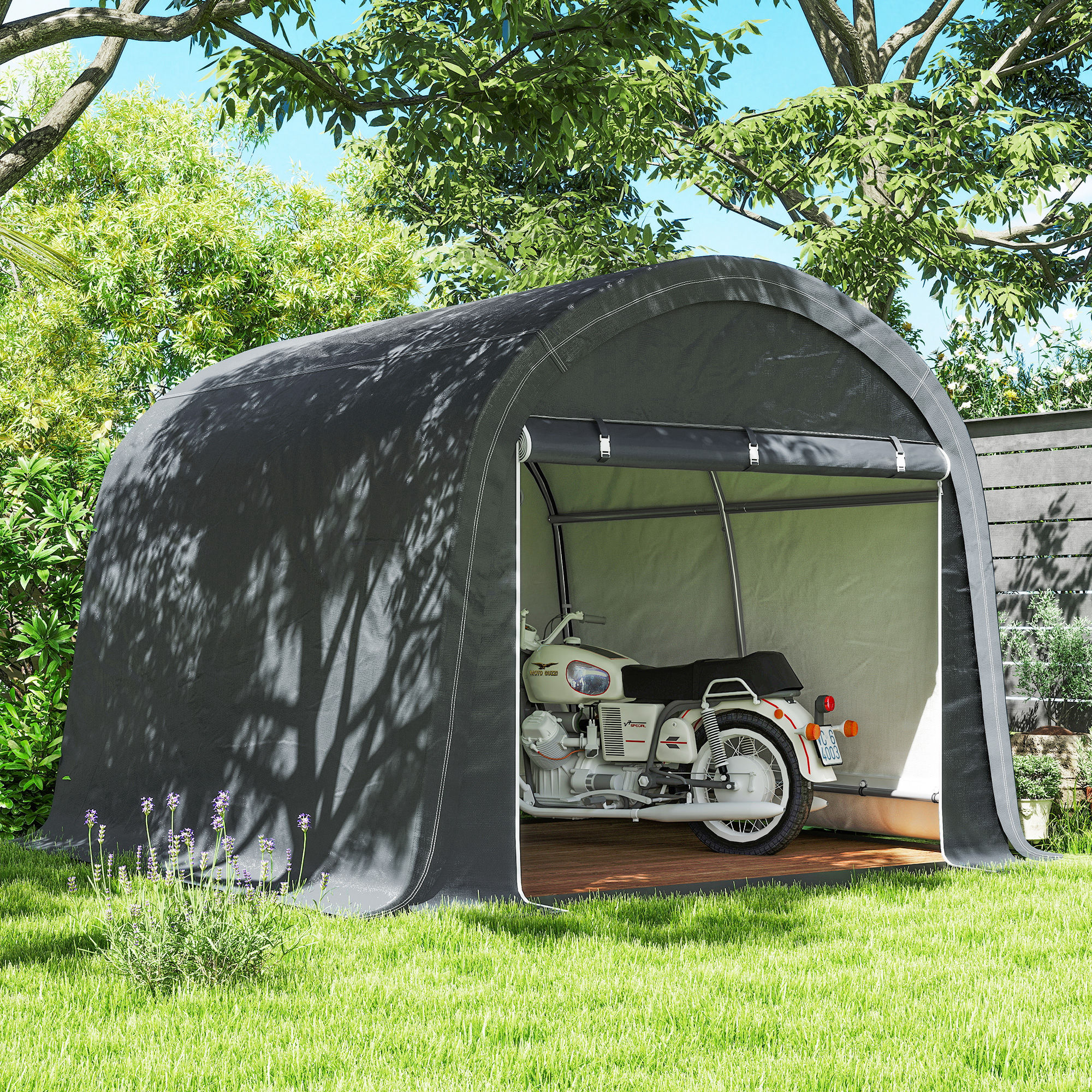 Lagerzelt für den Garten, stabiler Stahlrahmen, große Türen, 3x3m, Grau