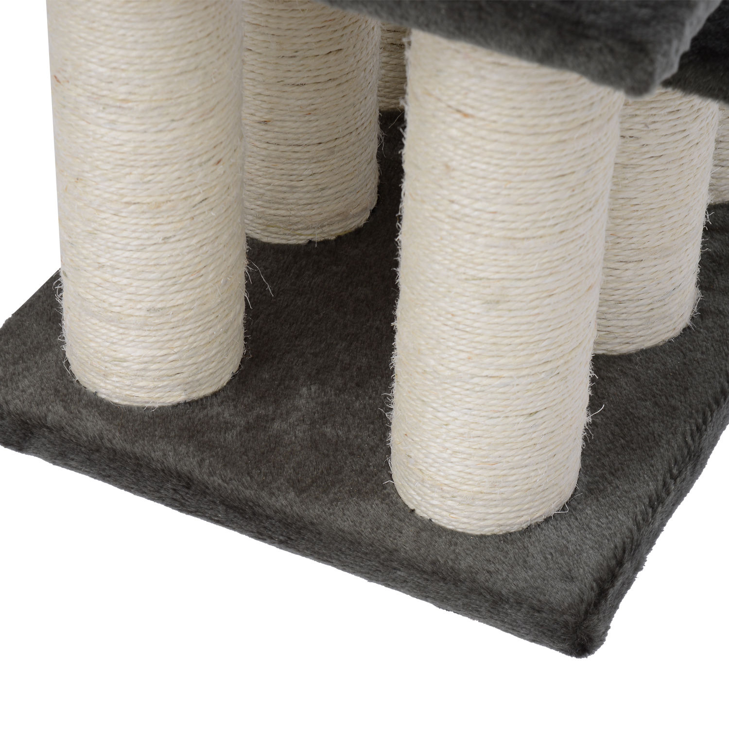 Hundetreppe 3 Stufen 34 cm Hoch Haustiertreppe für Hunde Katze Katzentreppe mit Kratzstamm Hunderampe Einstiegshilfe für Bett, Sofa, Couch Dunkelgrau