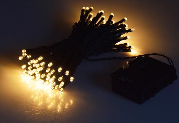 LED Batterie-Lichterkette "CT-TK100" 10m / warmweiß, IP44, 100 LEDs, mit 6Std.Timer