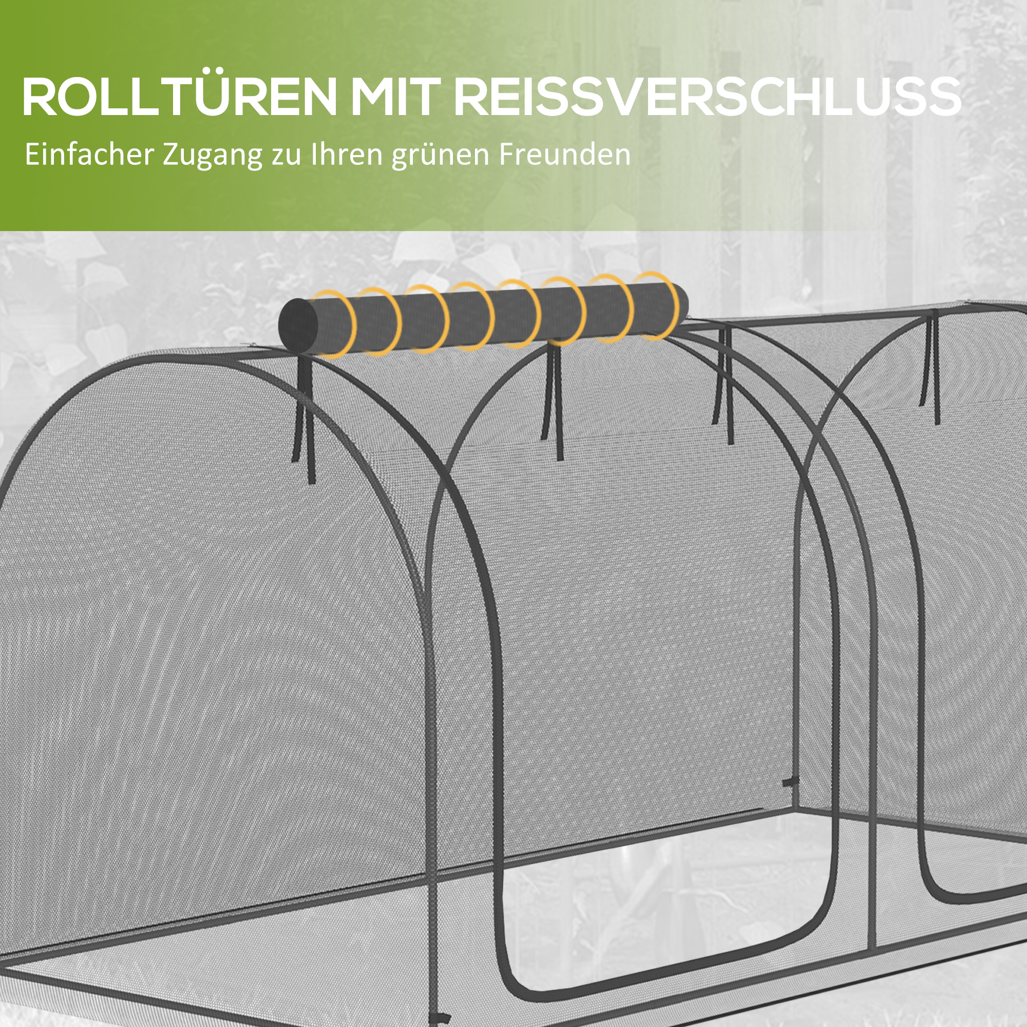 2,49 x 1,2 m Gartennetz, Pflanzenschutzzelt mit Tür, Winddichtes Schädlingsschutznetz mit Stahlrahmen, Schwarz