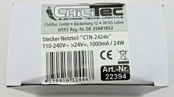 Stecker-Netzteil "CTN-2424n" / 110-240V~ >24V=, 1000mA / 24W