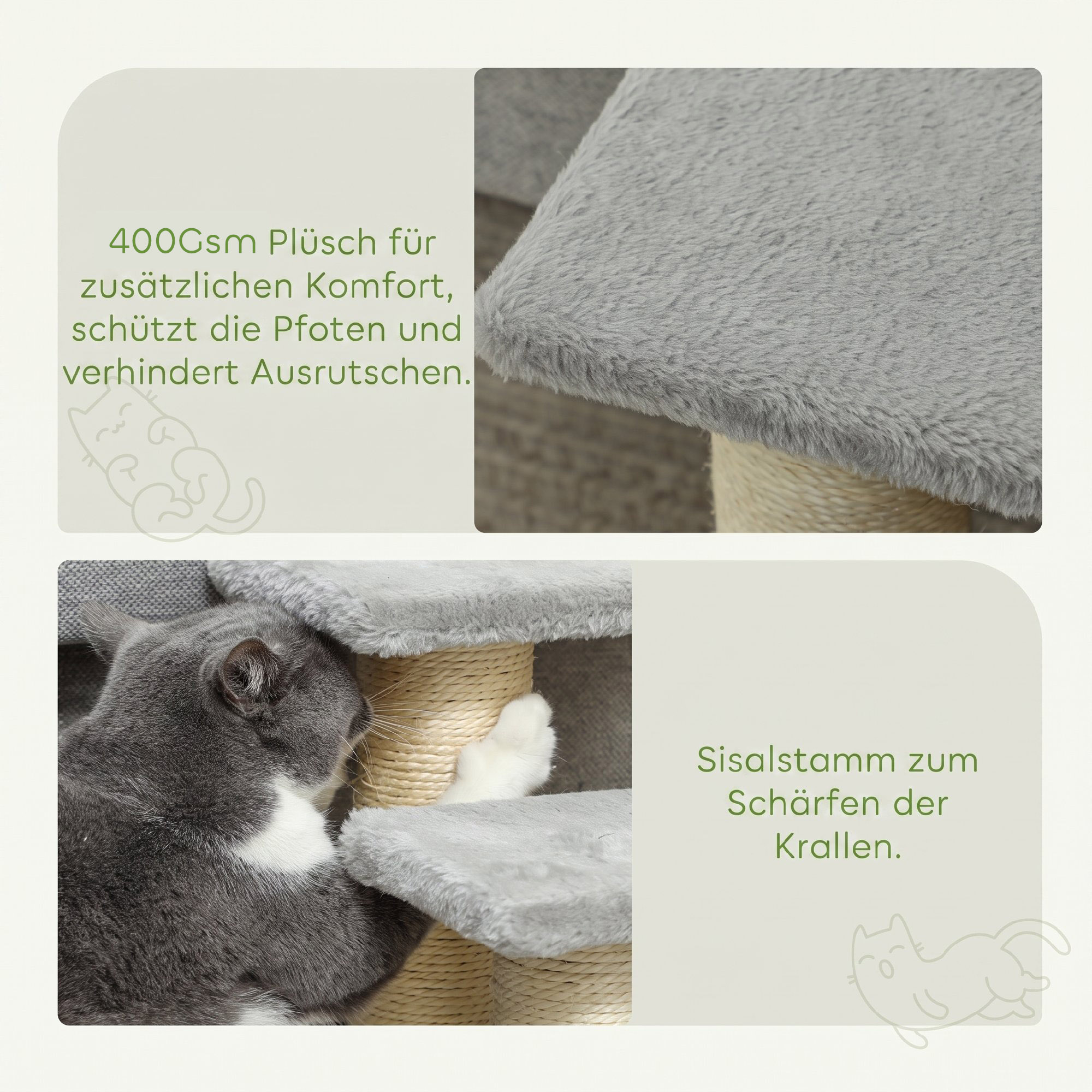 Hundetreppe 3 Stufen 34 cm Hoch Haustiertreppe für Katze Hunde Katzentreppe Einstiegshilfe für Bett, Sofa, Couch Grau