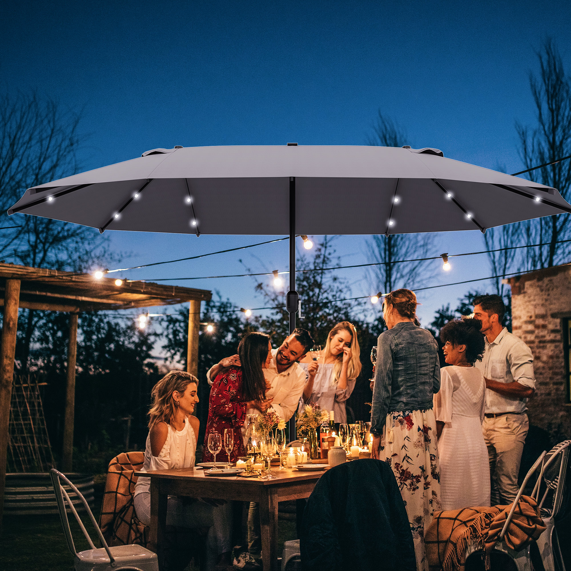 Sonnenschirm Oval Dunkelgrau 440 x 260 cm