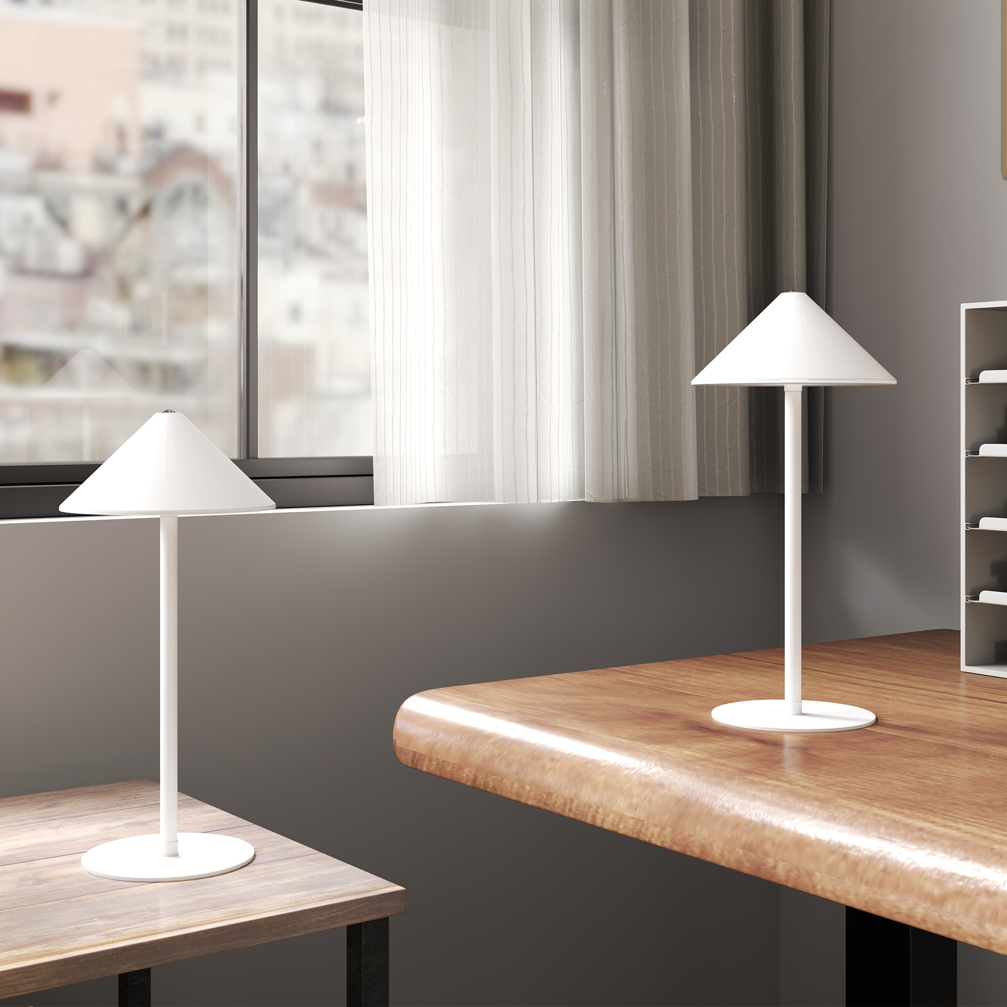 LED-Tischlampe mit USB-Kabel, Touchschalter, Metall, wiederaufladbar, Weiß