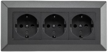 3-fach Steckdosenblock, anthrazit / 250V~/ 16A, Aufbaumontage