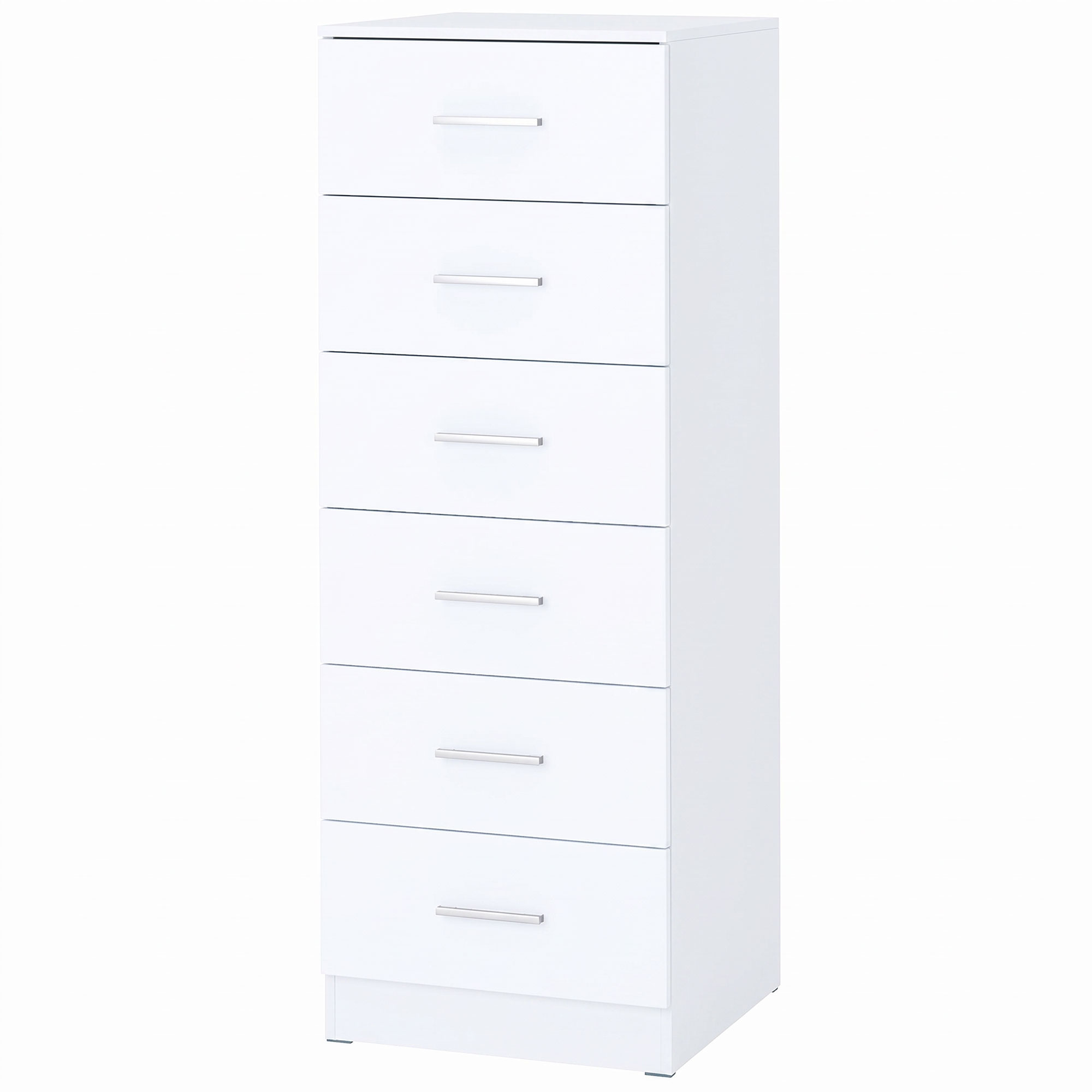 Kommode mit 6 Schubladen, moderne Schlafzimmerkommode, Aufbewahrungsschrank, 40 x 40 x 110 cm, Weiß in Holzoptik