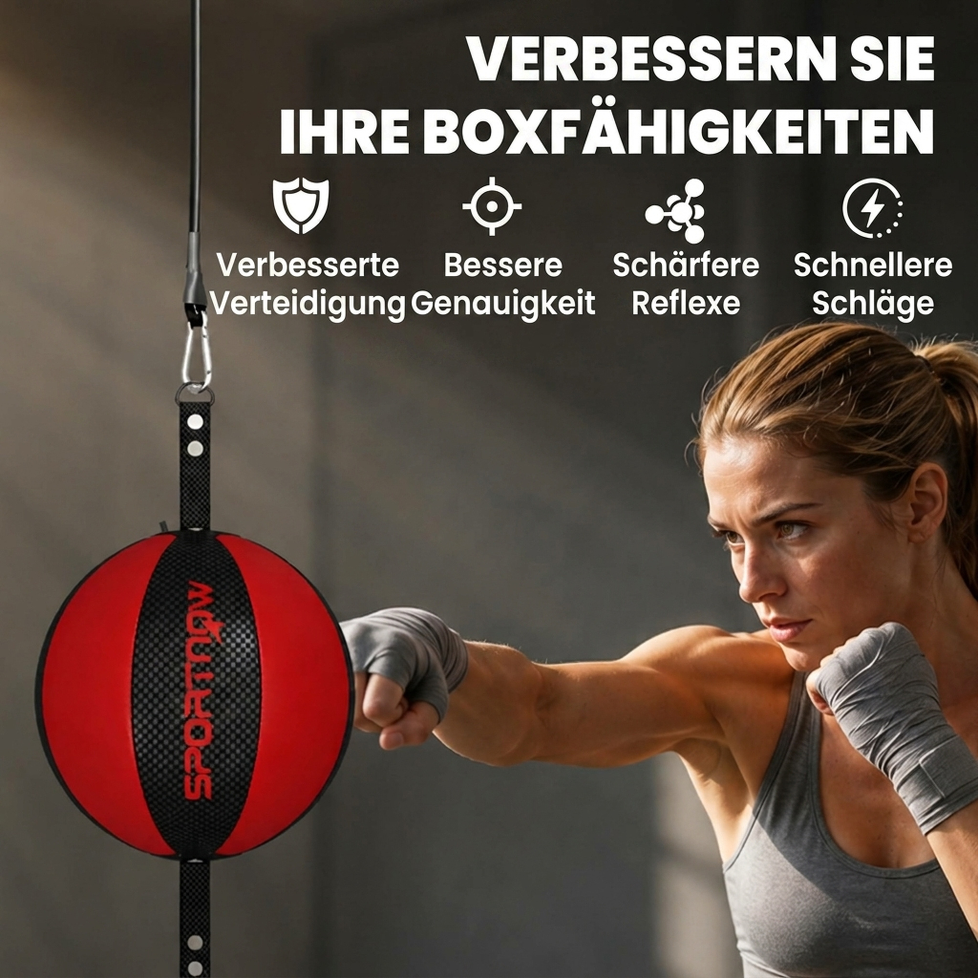 Boxgestell Doppelend Boxtraining mit Bungee-Seil verstellbare Seilschnalle Clip-on Montage