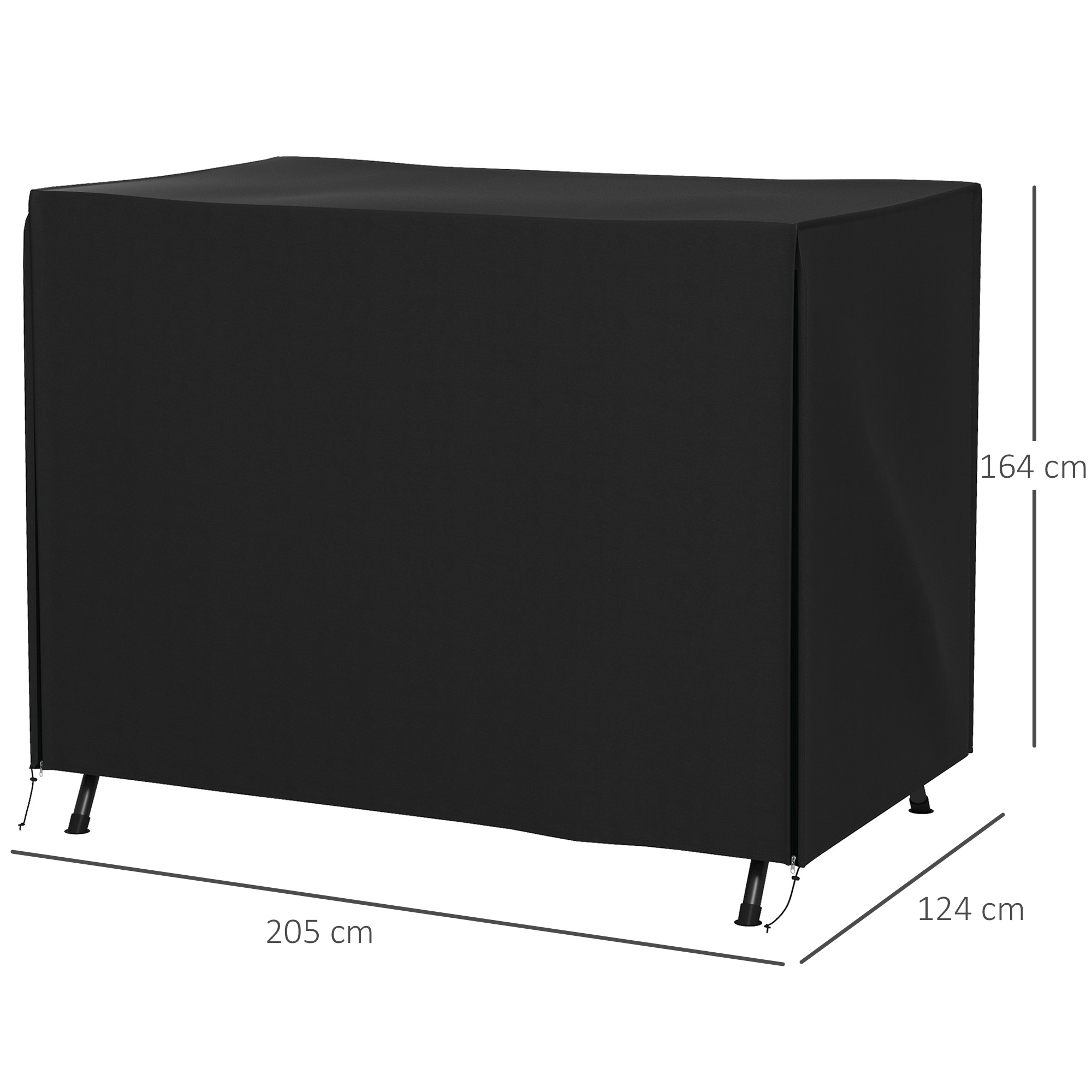 Abdeckung für Gartenschaukel, Schutzhülle für Hollywoodschaukel, Abdeckhaube, wasserfest, 205 x 124 x 164 cm, Schwarz