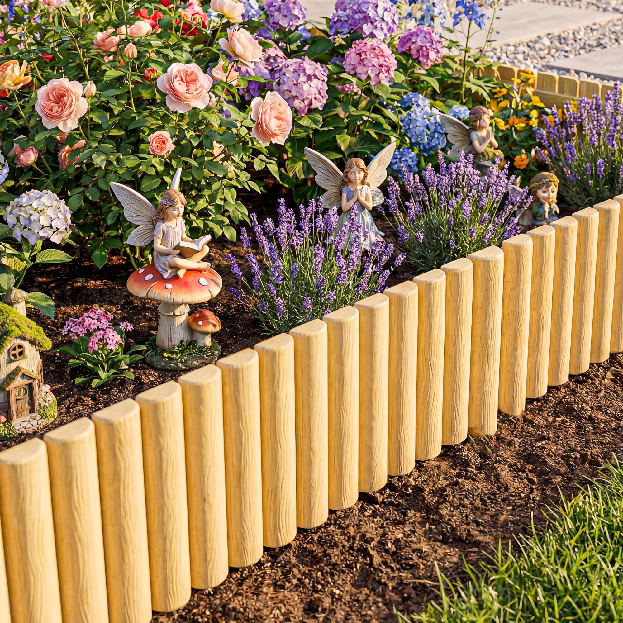 Gartenzaun Zaun aus Holz 176 cm x 30 cm Zaunelemente Hundezaun für Garten Blumenbeete Tierbarriere