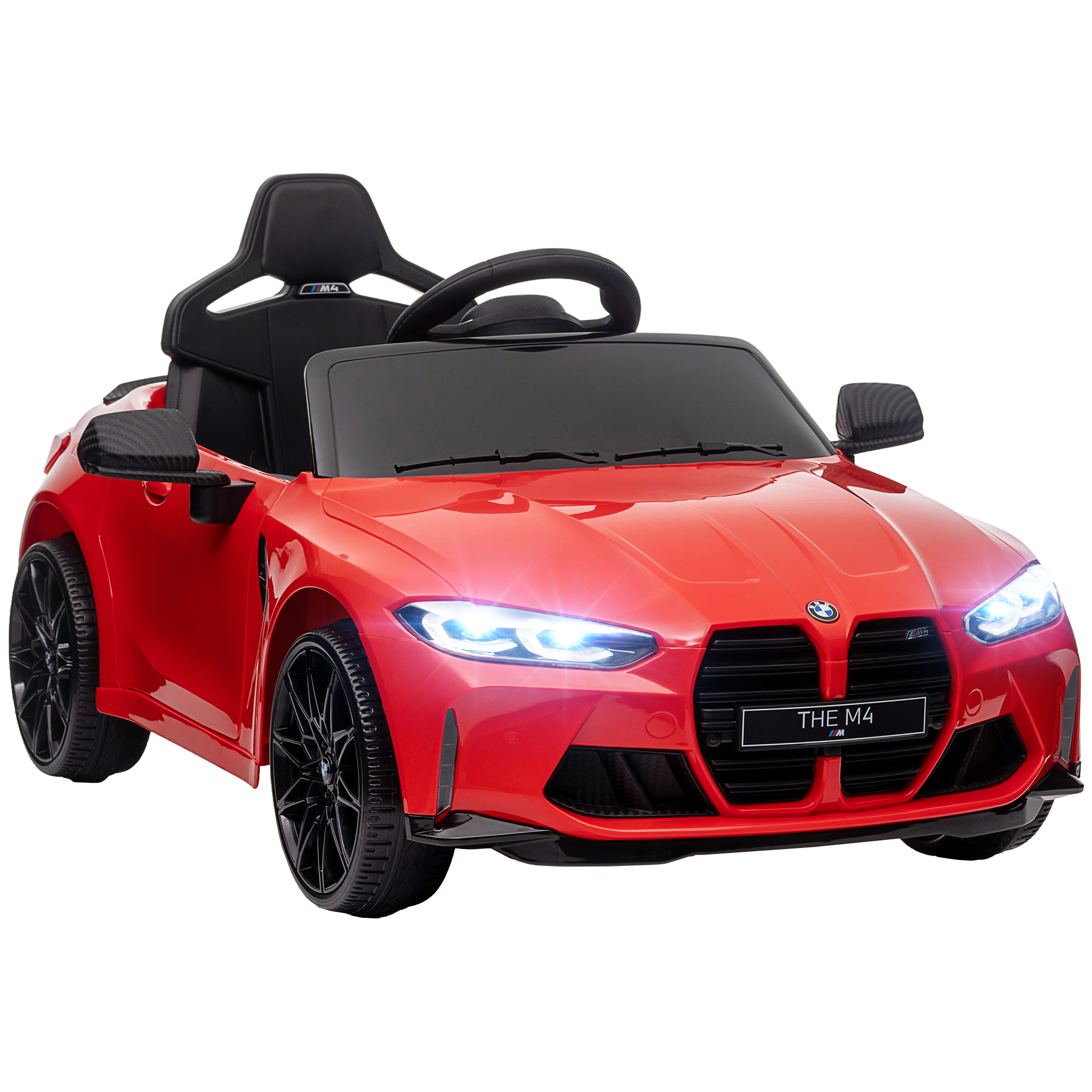 Elektro-Kinderauto BMW M4, Sound & Licht, 3-5 km/h, inkl. Fernsteuerung, für 3-5 Jahre, Rot