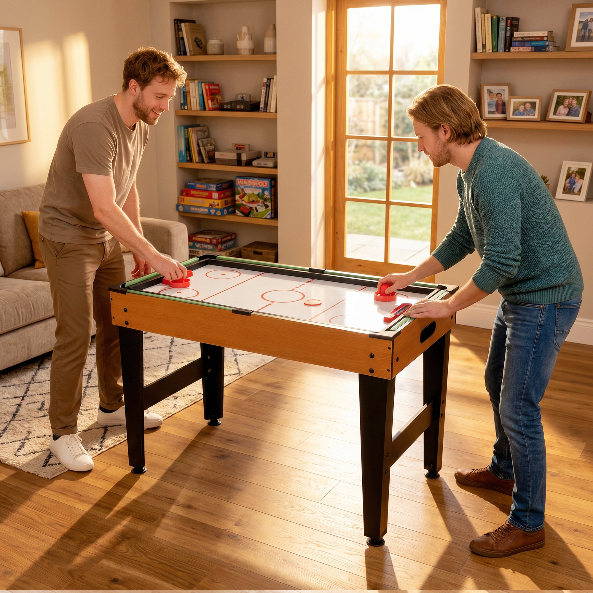 5-in-1 Multispiel-Tisch, 53 Zubehör-Teile, Tischfußball, Tischhockey , Tischtennis, Billard, Basketball, Walnuss