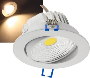 LED-Einbauleuchte "COB-7", 7W, 550lm - 3000K, 75°, Ø109xT47mm, Rahmen weiß LED-Einbauleuchte "COB-7", 7W, 550lm - 3000K, 75°, Ø109xT47mm, Rahmen weiß