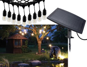 Biergarten-Lichterkette "CT-BGL 10Solar" - 2m + 4,5m, 10x Filament Led Lampe, IP44 Biergarten-Lichterkette "CT-BGL 10Solar" - 2m + 4,5m, 10x Filament Led Lampe, IP44