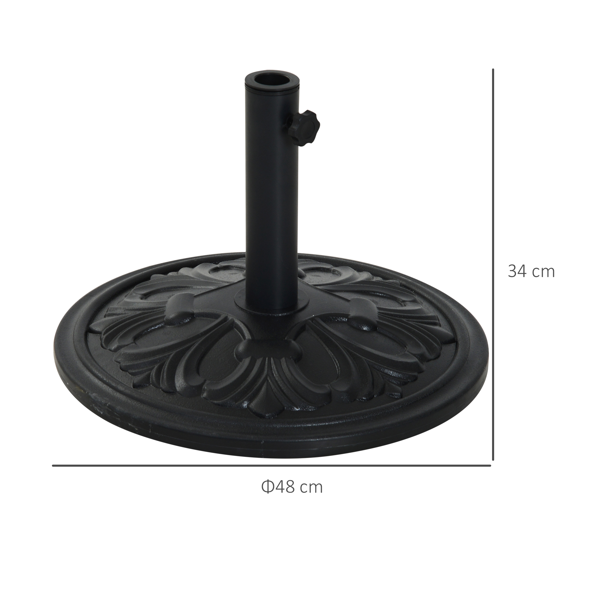Sonnenschirmständer 13 kg Schirmständer Schirmstangen mit 35 mm/38 mm/48 mm Durchmesser Schirmhalter für Garten, Balkon, Antik Schwarz