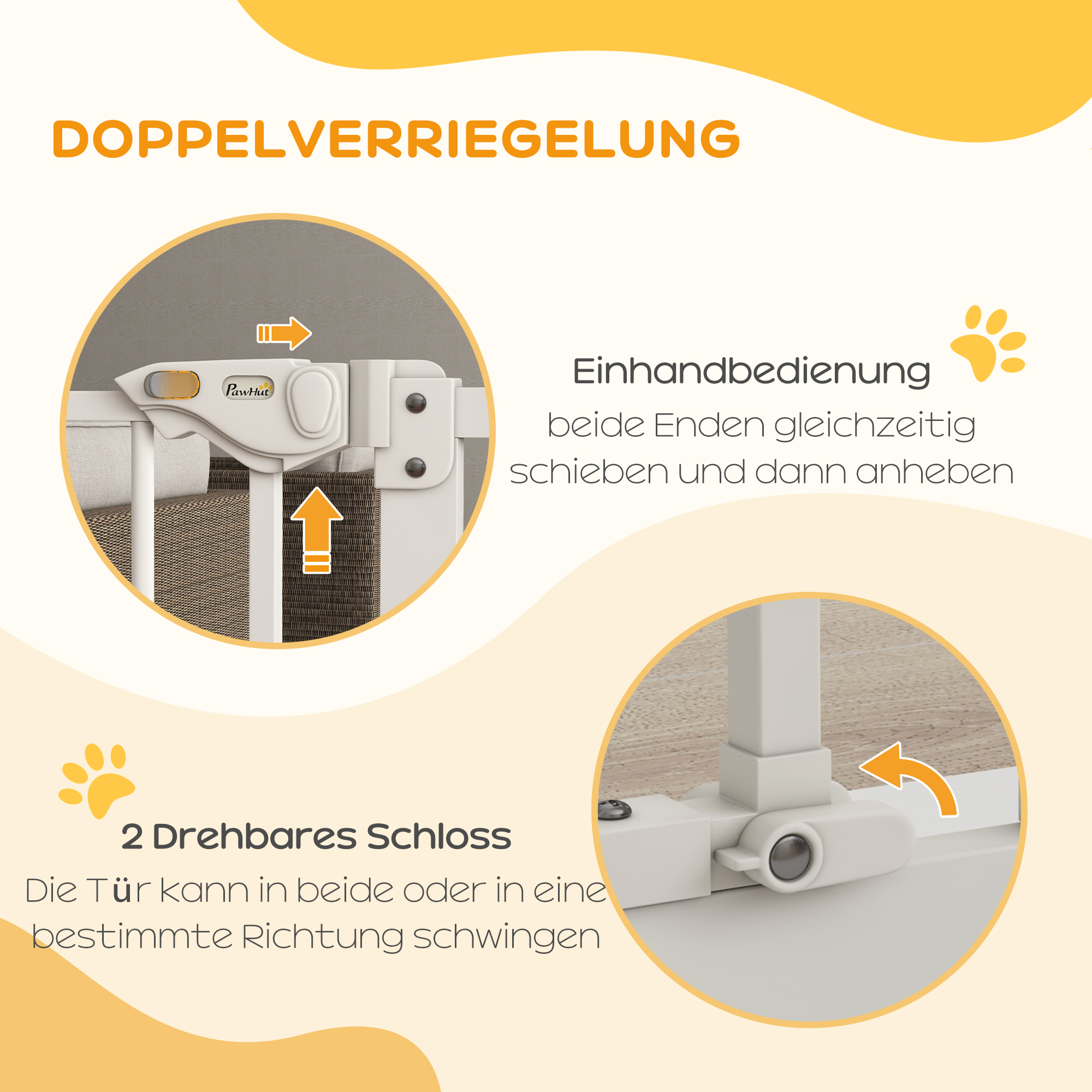 Türschutzgitter für Hunde, Absperrgitter, Schutzgitter für Haustiere, Metall, Kunststoff, 74-80 cm, Weiß