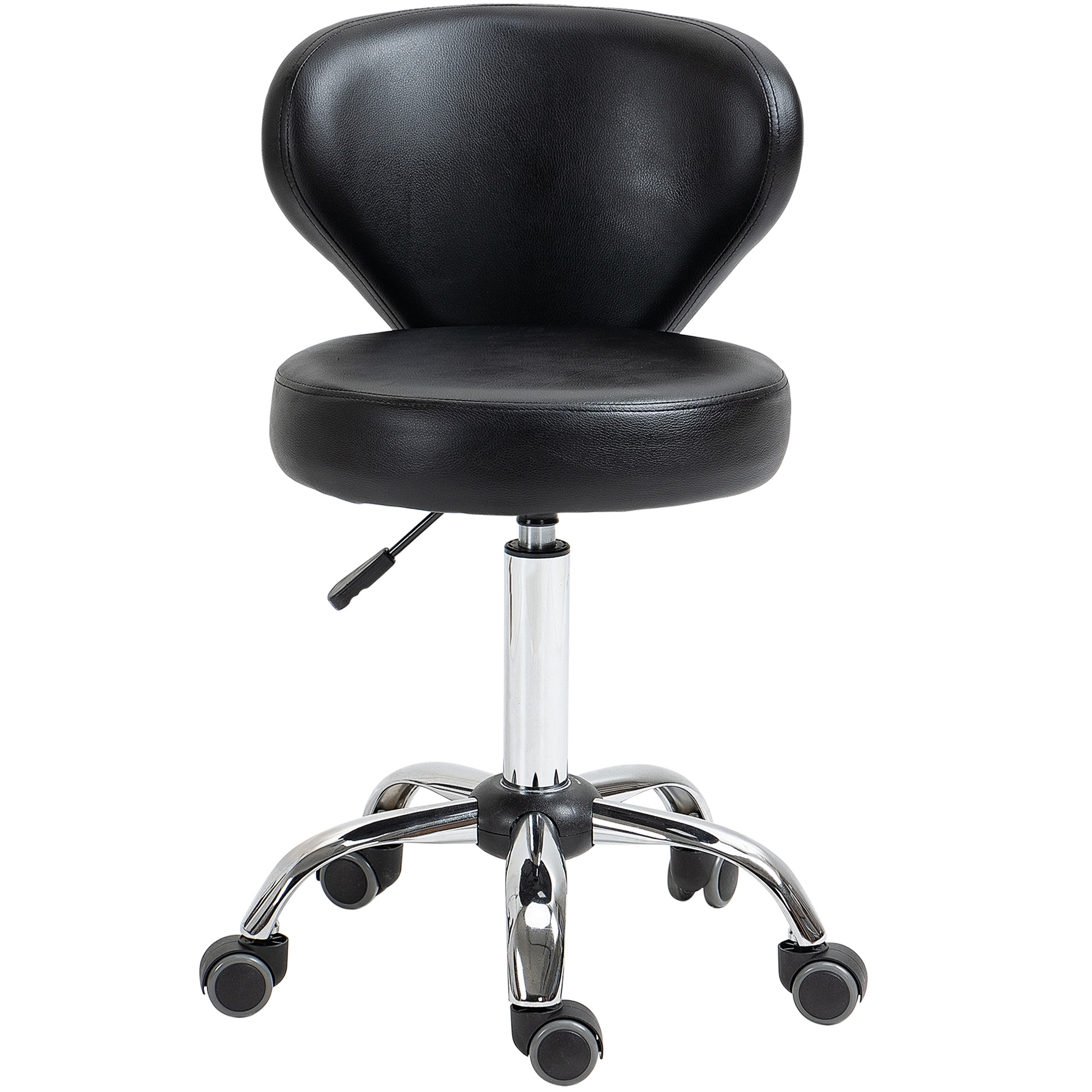 Salonhocker in Lederoptik, höhenverstellbar, bis 120 kg, Stahlgestell, Schwarz