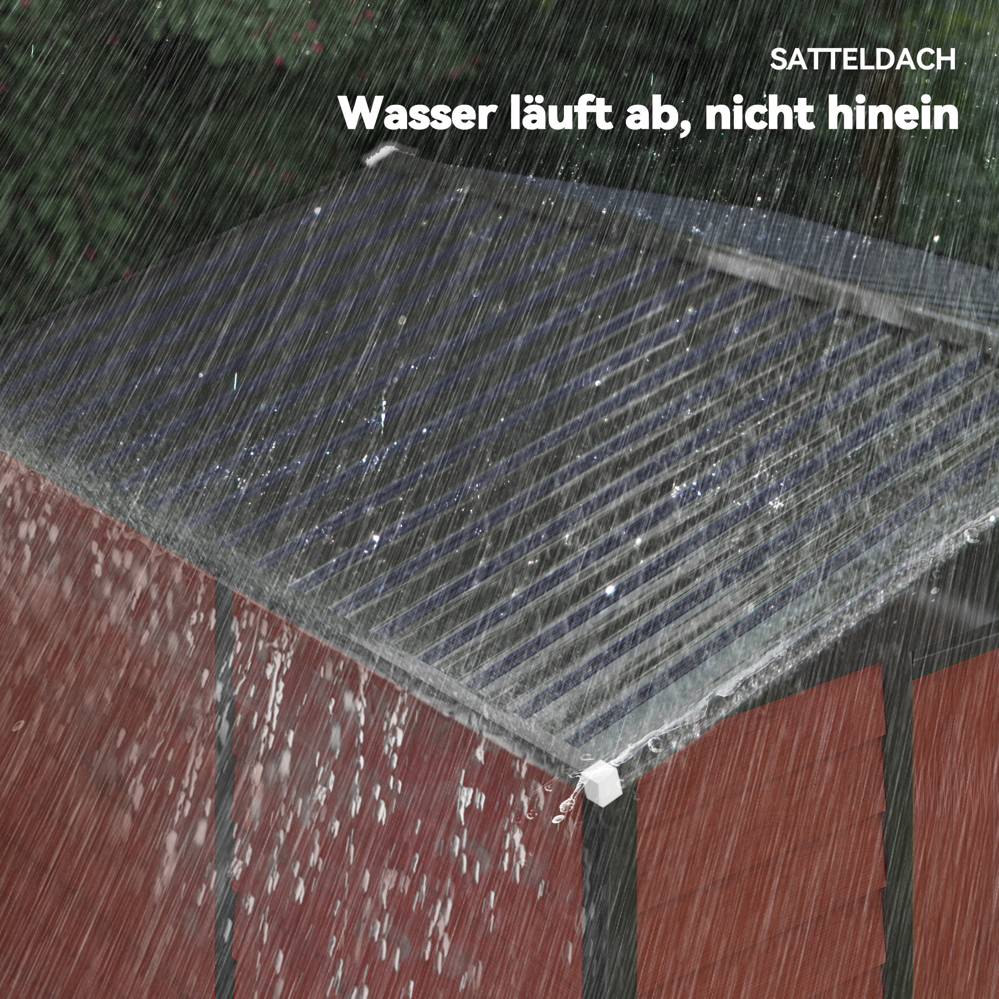 Geräteschuppen aus Metall, wetterfest & rostfrei, abschließbar,  2,40 x 2,06 x 1,98 m, Teak