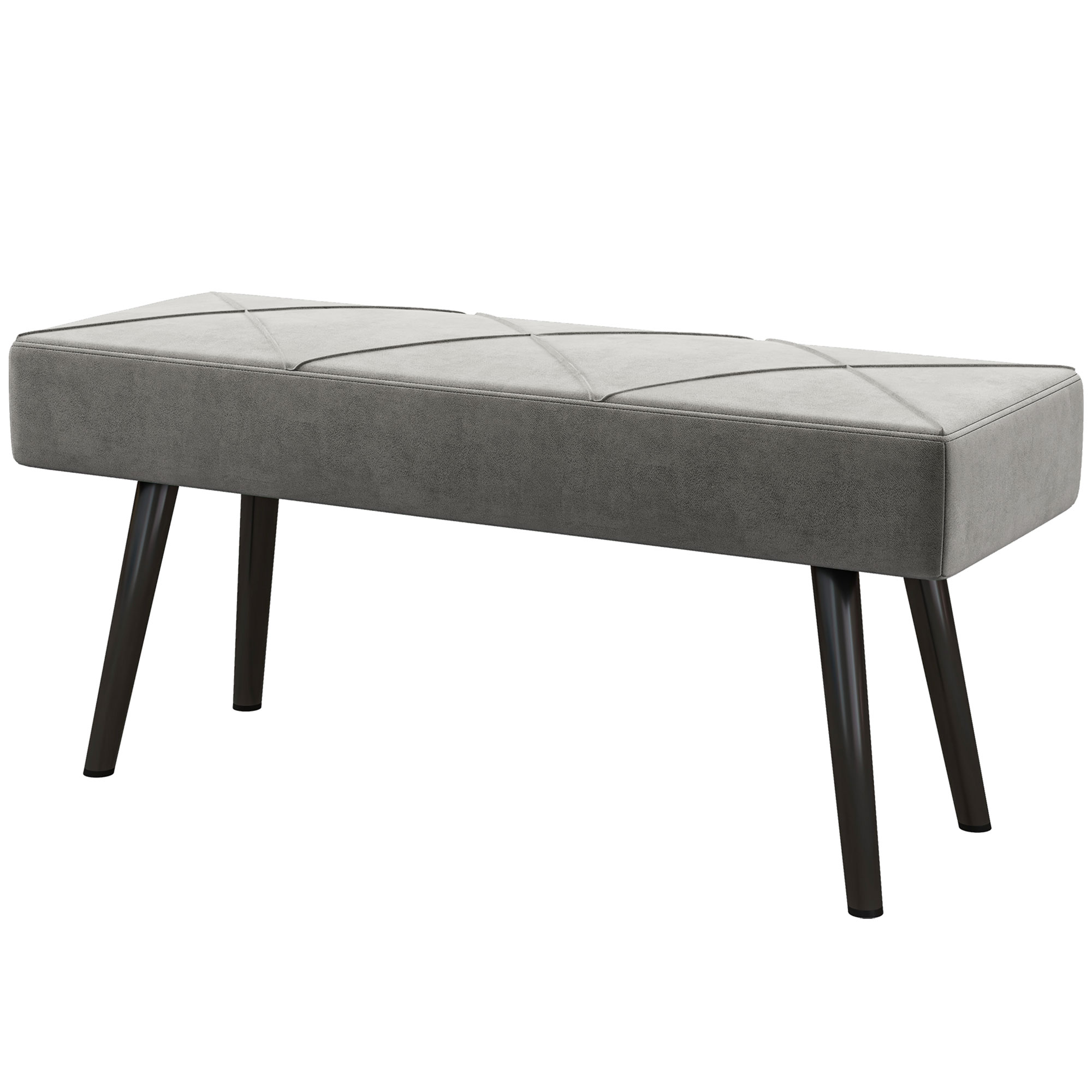 Sitzbank Polsterbank Bettbank, Samtoptik, 100 x 36 x 45 cm, Grau