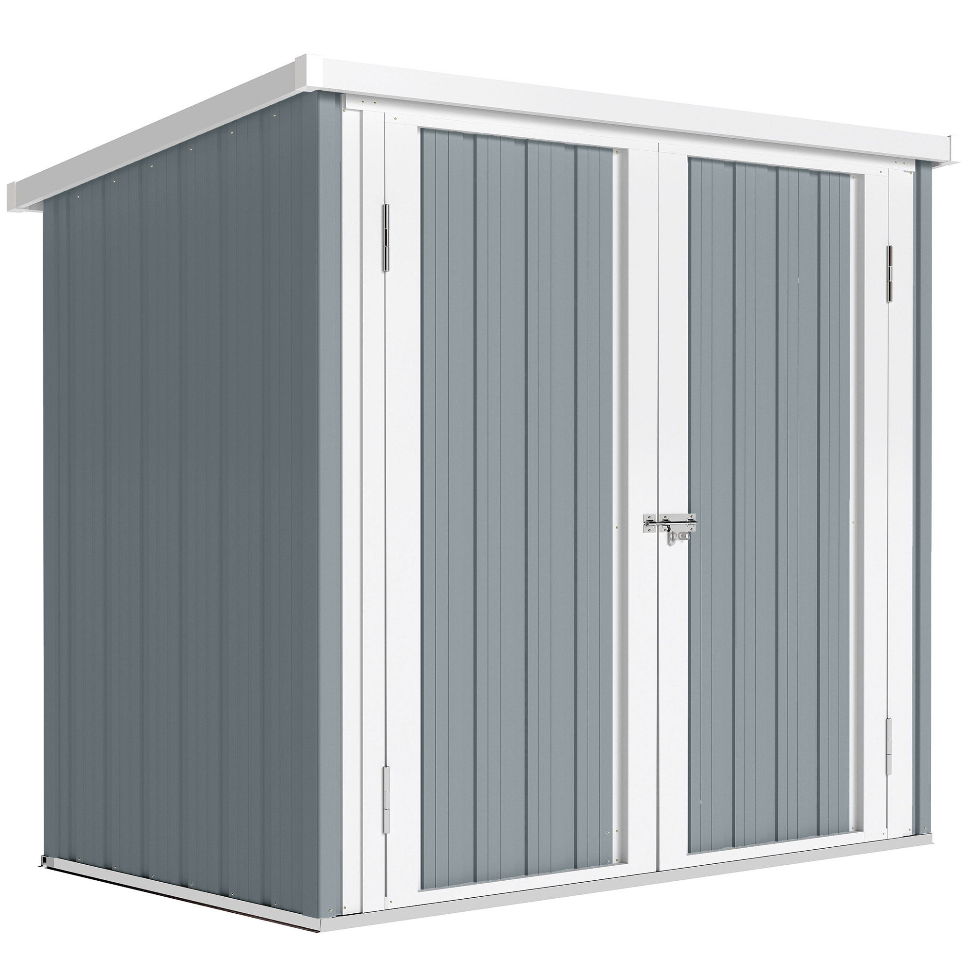 Metall Gerätehaus 1,1 m², Geräteschuppen mit Pultdach Abschließbarer Doppeltüren, 147 x 86 x 134 cm