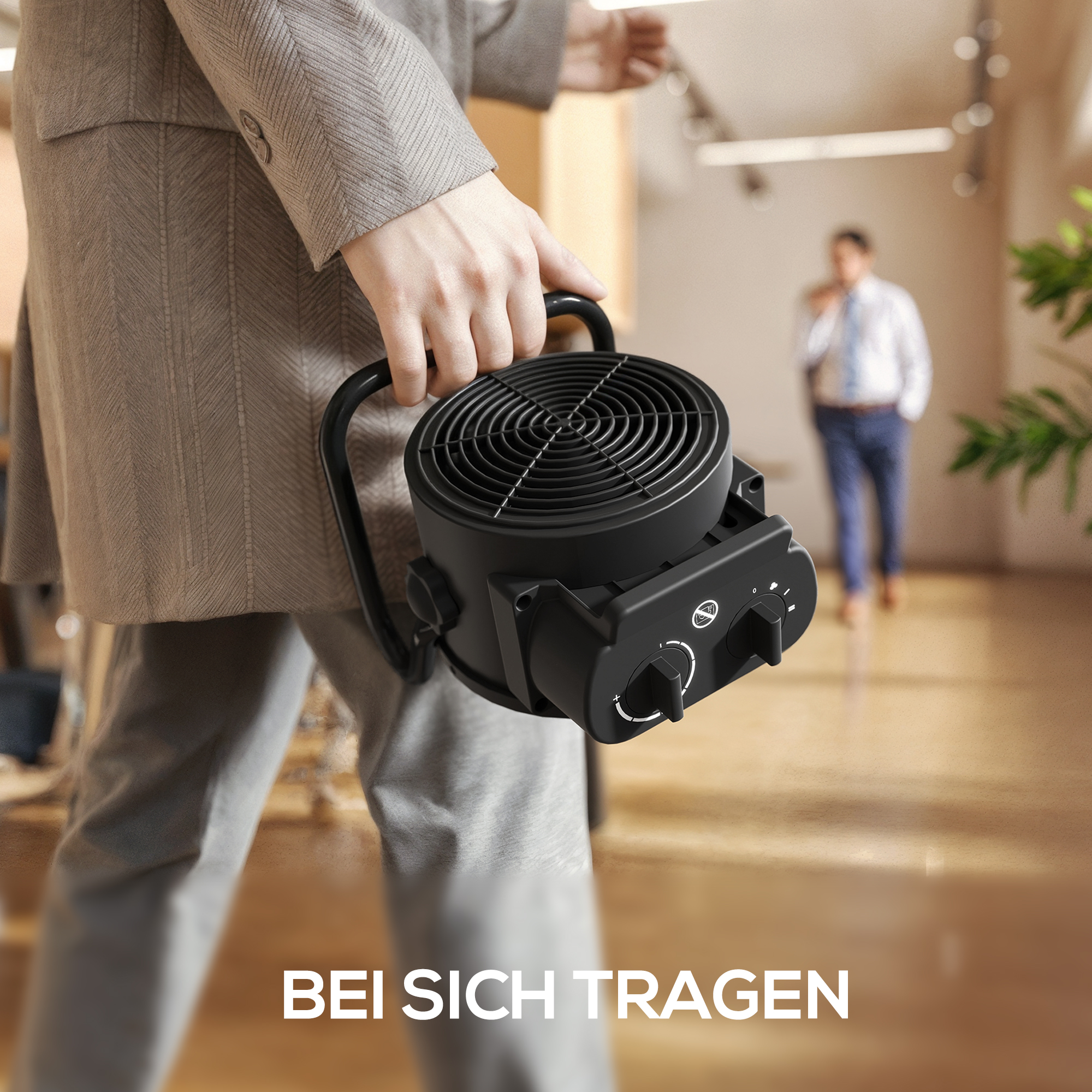 Heizgerät, Heizlüfter mit 3 Modi, einstellbarem Thermostat, Griff, Überhitzungsschutz, 21,5 x 15,8 x 22 cm, Schwarz