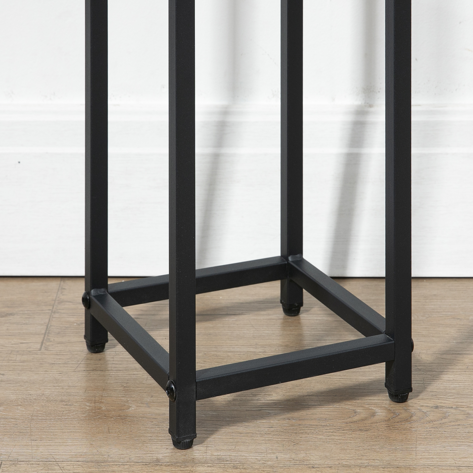 3-teiliges Set Pflanzenständer stapelbar platzsparend 21 cm x 21 cm x 50/70/90 cm Stahl Braun + Schwarz