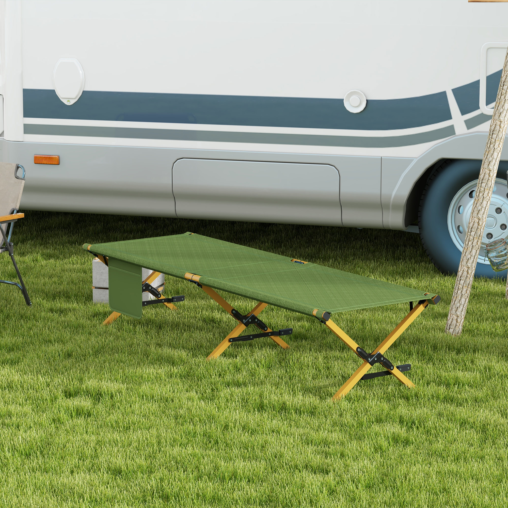 Feldbett faltbar Campingbett mit Tragetasche 196 x 64 x 45 cm Gästebett bis 200 kg für Outdoor, Camping Reisen