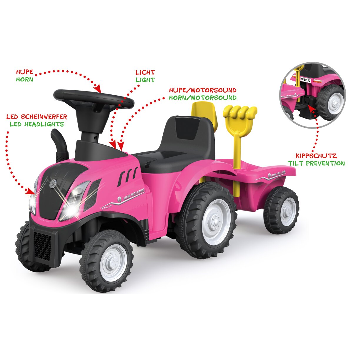 Rutscher New Holland T7 Traktor pink Rutscher New Holland T7 Traktor pink