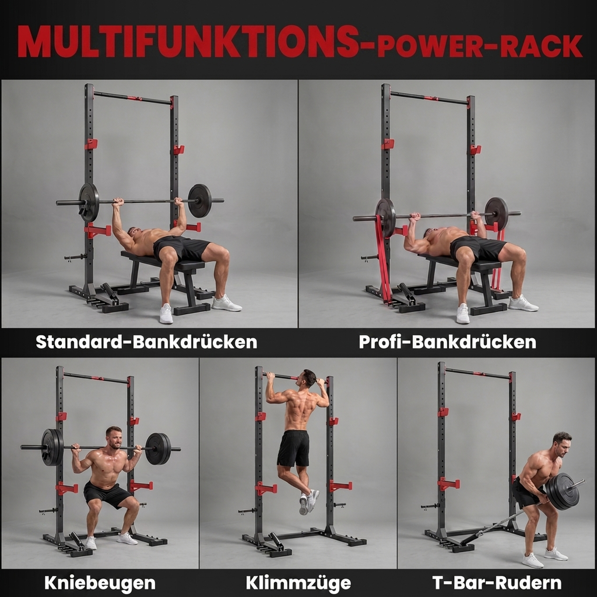 Power Tower Squat Rack Klimmzugstange Freistehend mit verstellbare Breite Scheibenhalter Landmine