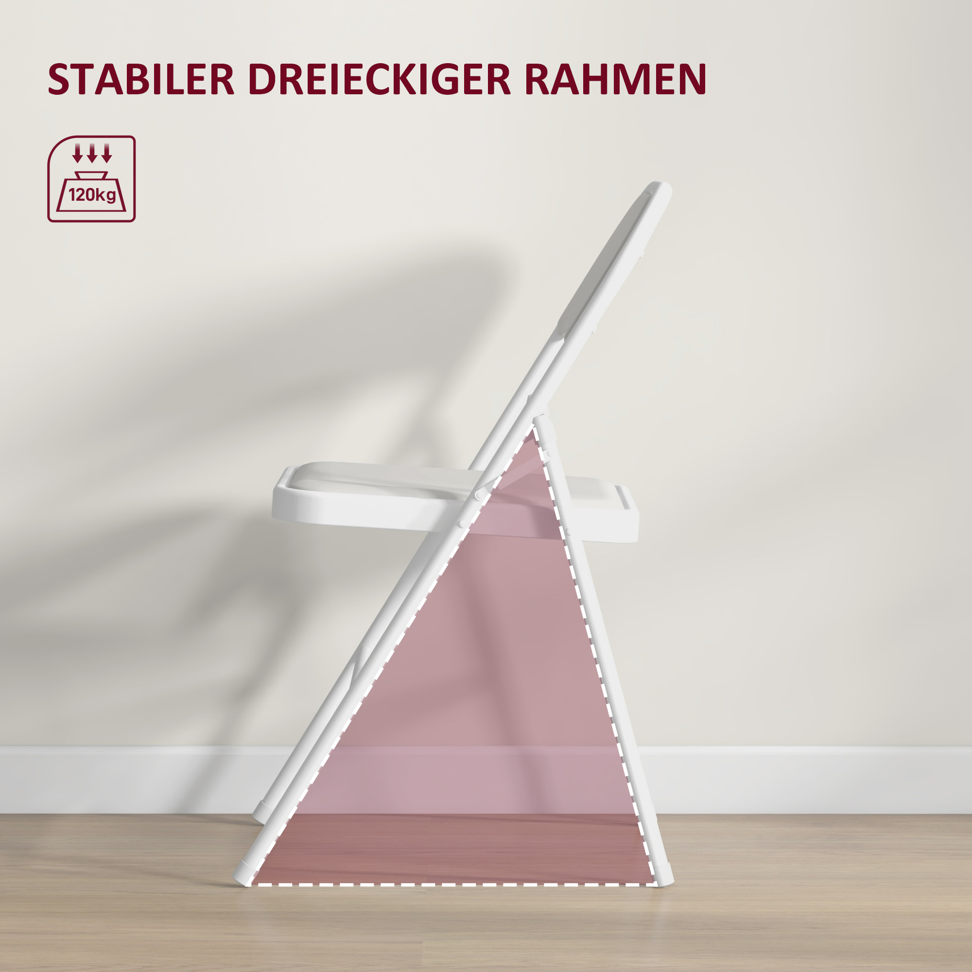 2er-Set Klappstühle, Tragbare Bürostühle, Metallbeine, Faltstuhl für Büro, Empfang, Wartezimmer, Kunstleder, Weiß