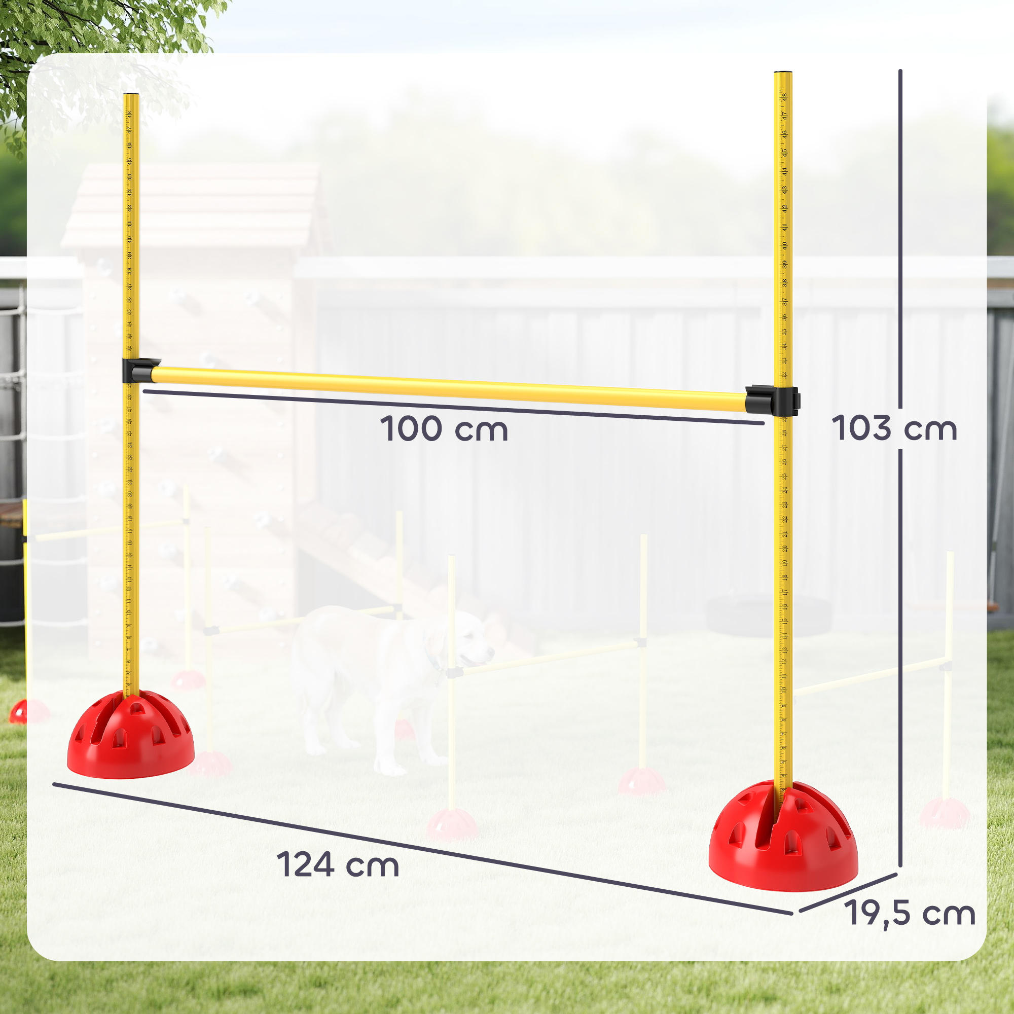 4-teiliges Hunde-Agility-Set mit 4 Hürden und Tragetasche für das Sprungtraining, Gelb