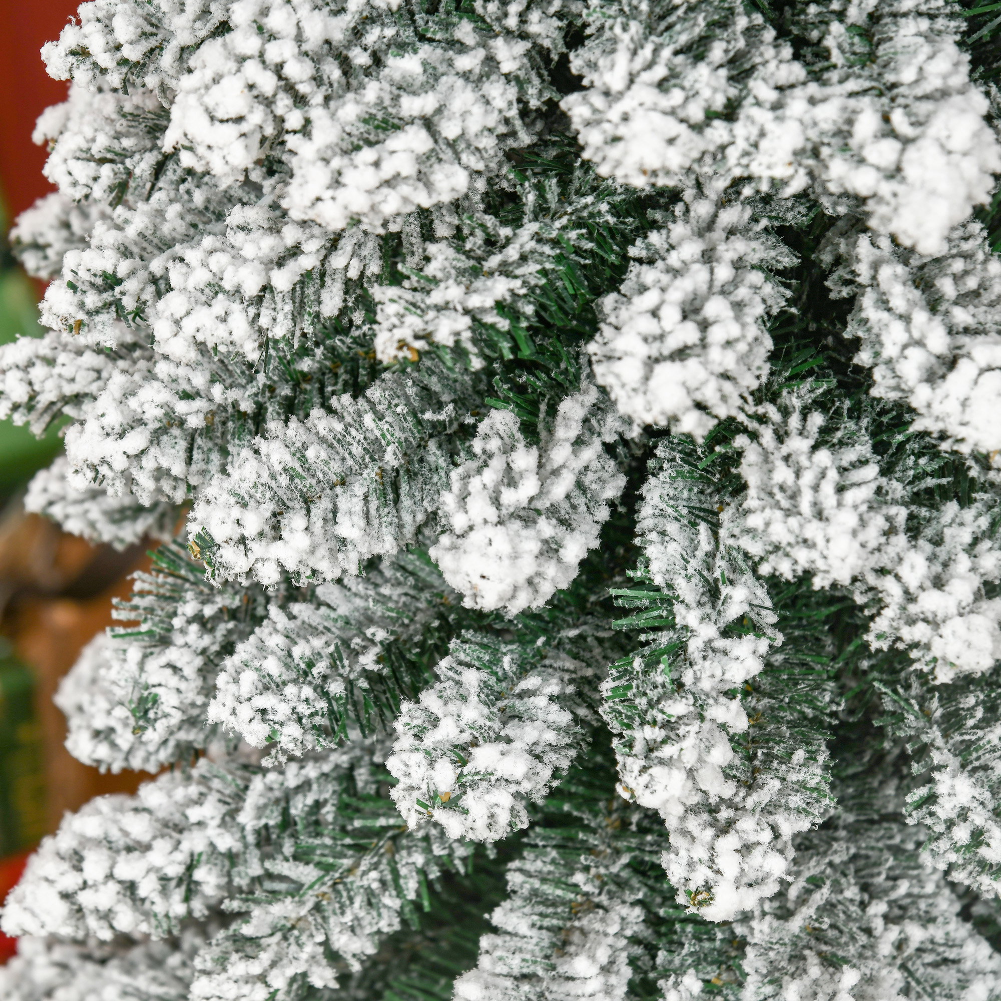 Künstlicher Weihnachtsbaum, schneebedeckt, schmales Design, feuerfest, 210 cm, Grün/Weiß