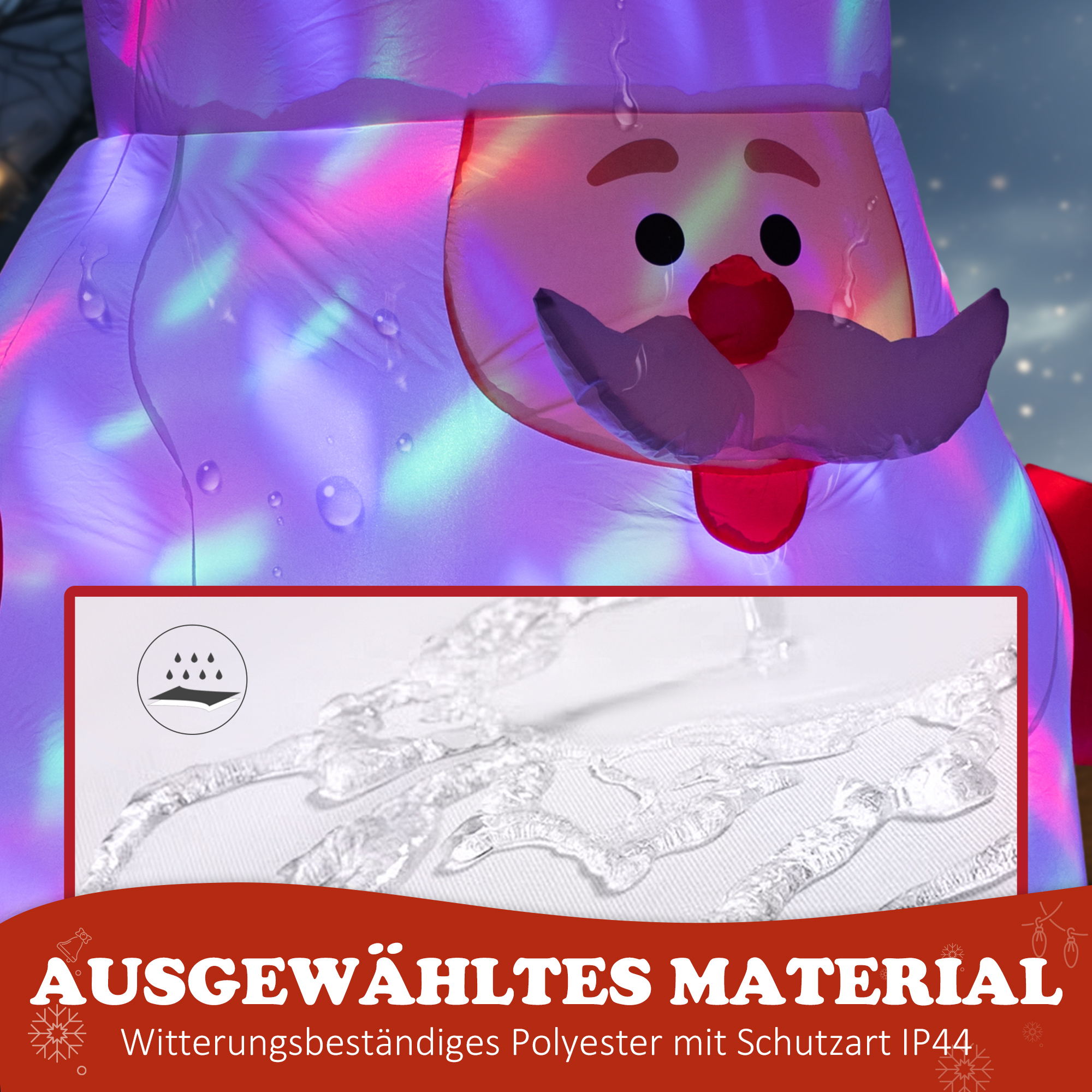 Aufblasbarer Weihnachtsmann mit rotierender Lichtkugel, Festtags-Dekoration für den Garten