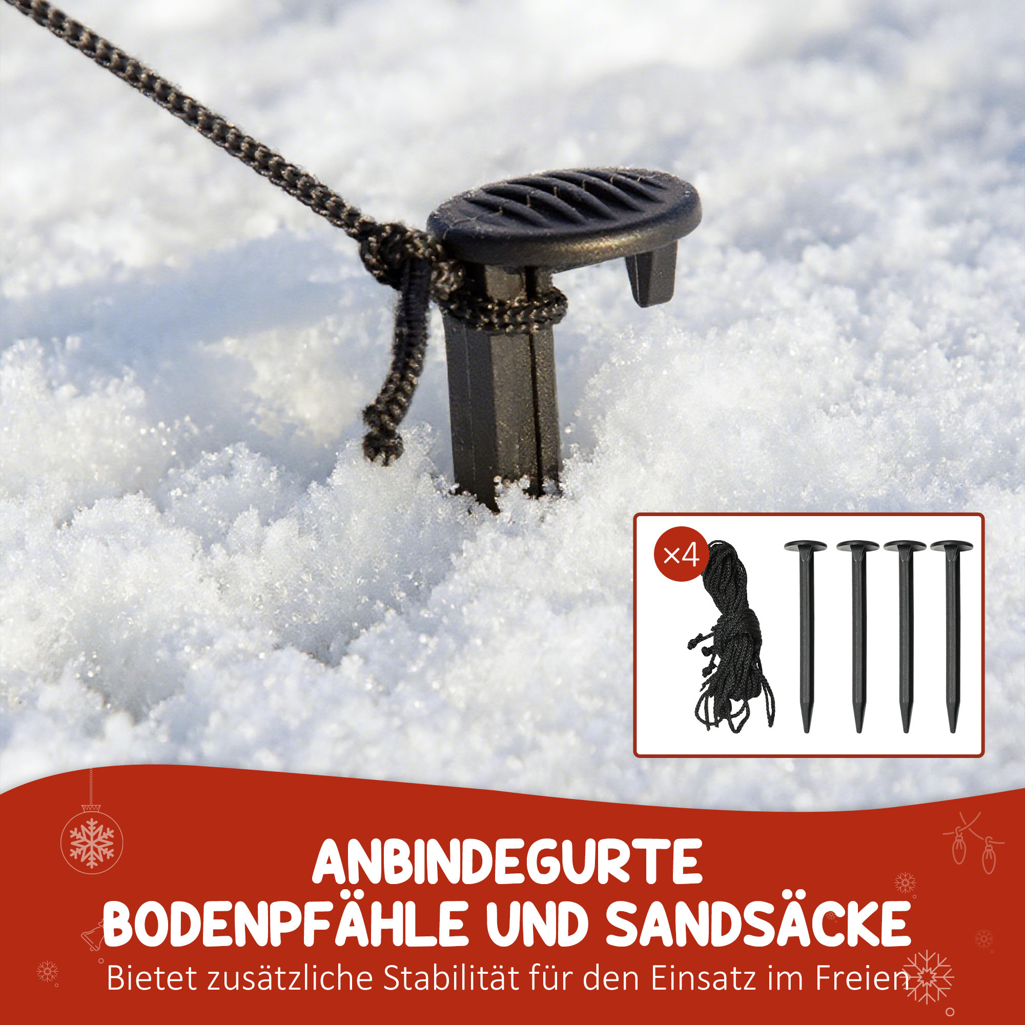 Aufblasbare Weihnachtsdekoration mit LED-Lichtern, Polyester, für drinnen und draußen, Rot+Grün