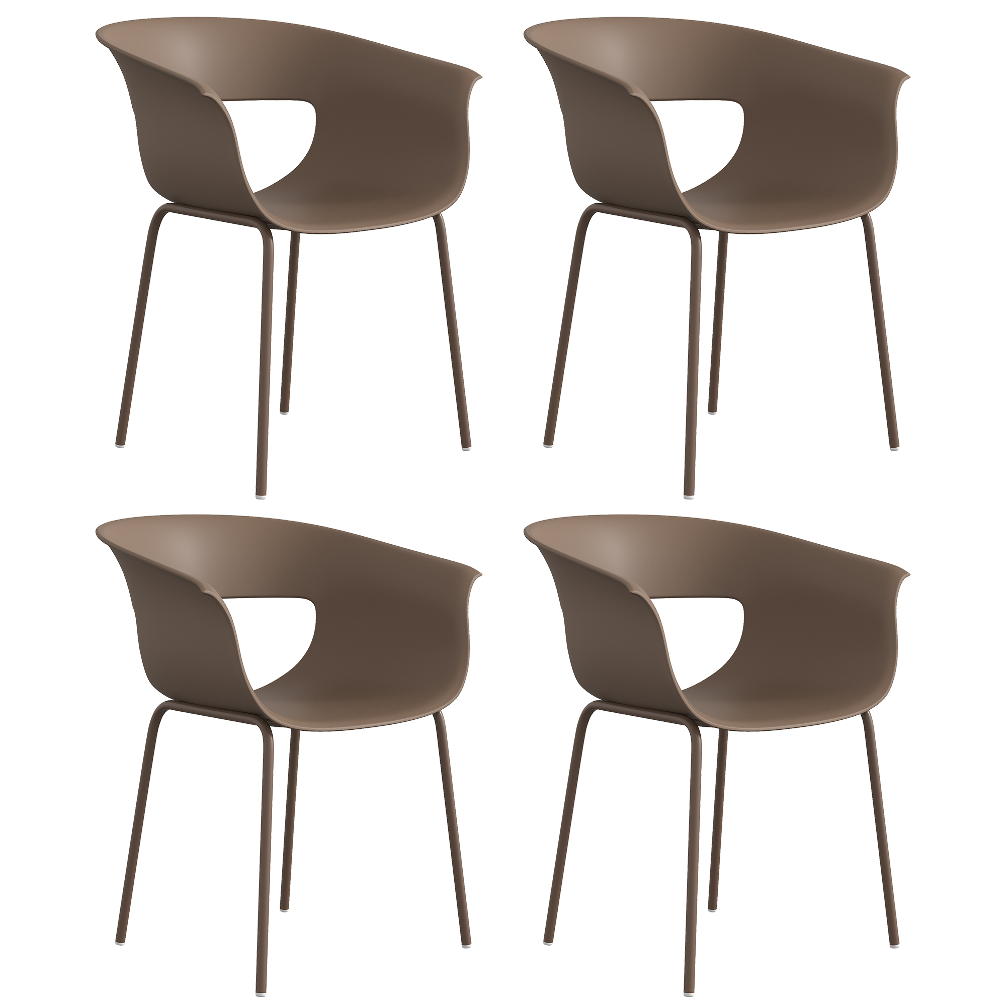 Gartenstühle 4er Set ergonomisch Balkonstühle mit Ausschnittdesign Armlehne Wetterfest rostbeständig Kaffee