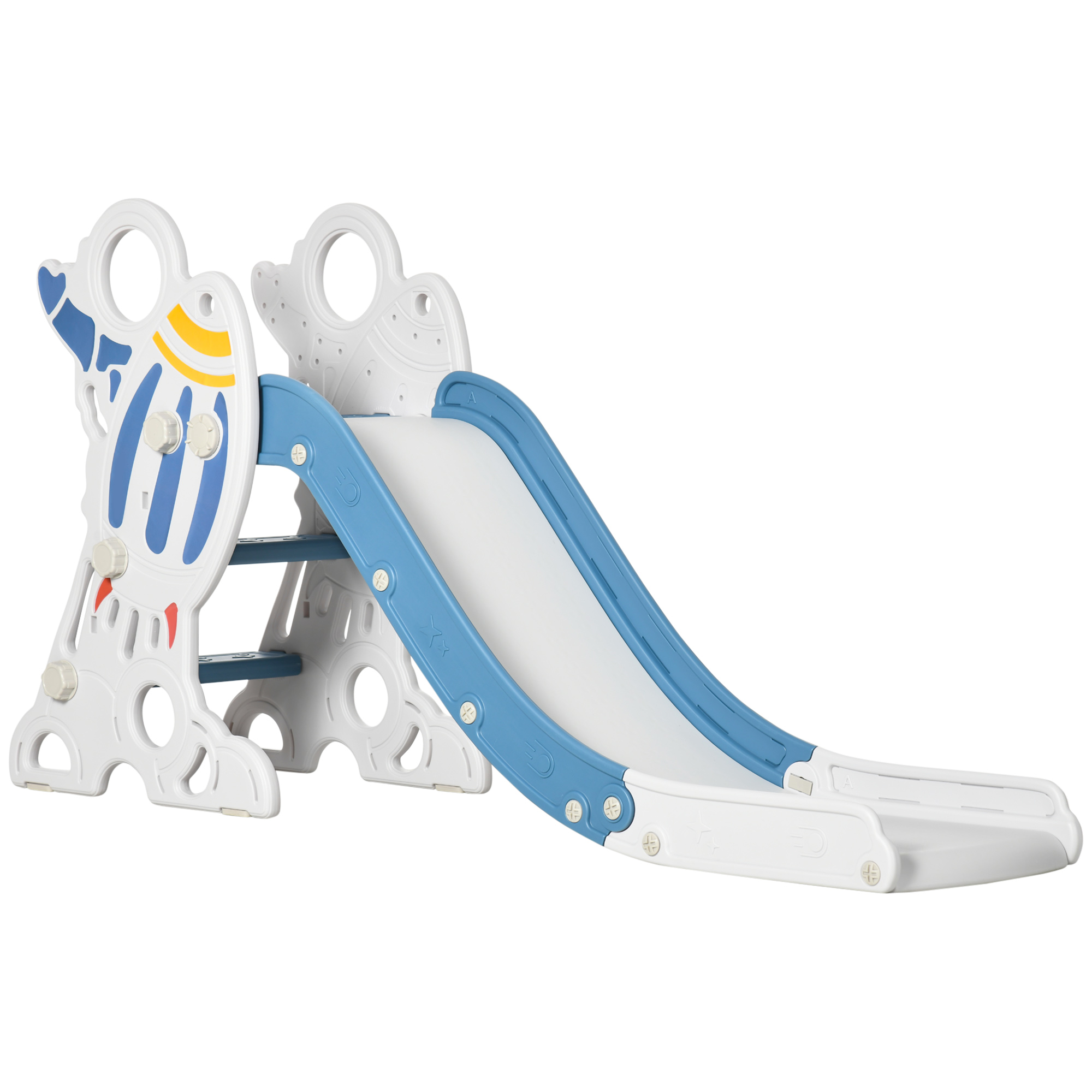 Rutsche für Kinder 1,5 bis 3 Jahre, Raketen-Design, Sticker-Set, blau, 157 x 46,5 x 80 cm