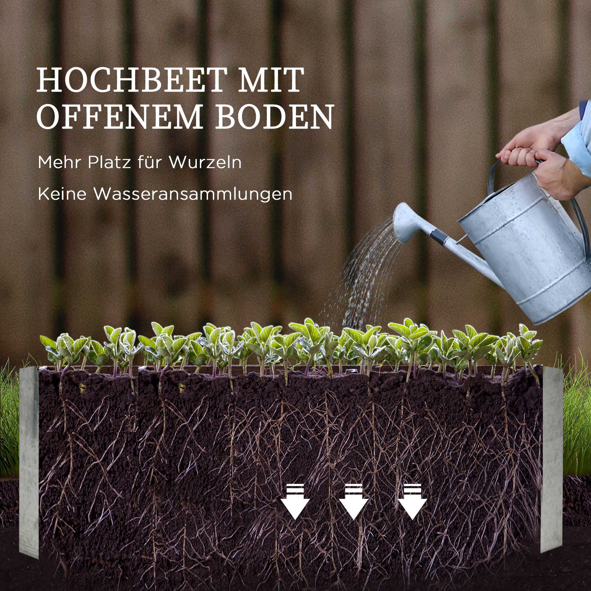 Hochbeet, Gewächshaus, 3-tlg.-Set, mit Rankgitter, Kunststoffabdeckung, 53 x 53 x 90 cm