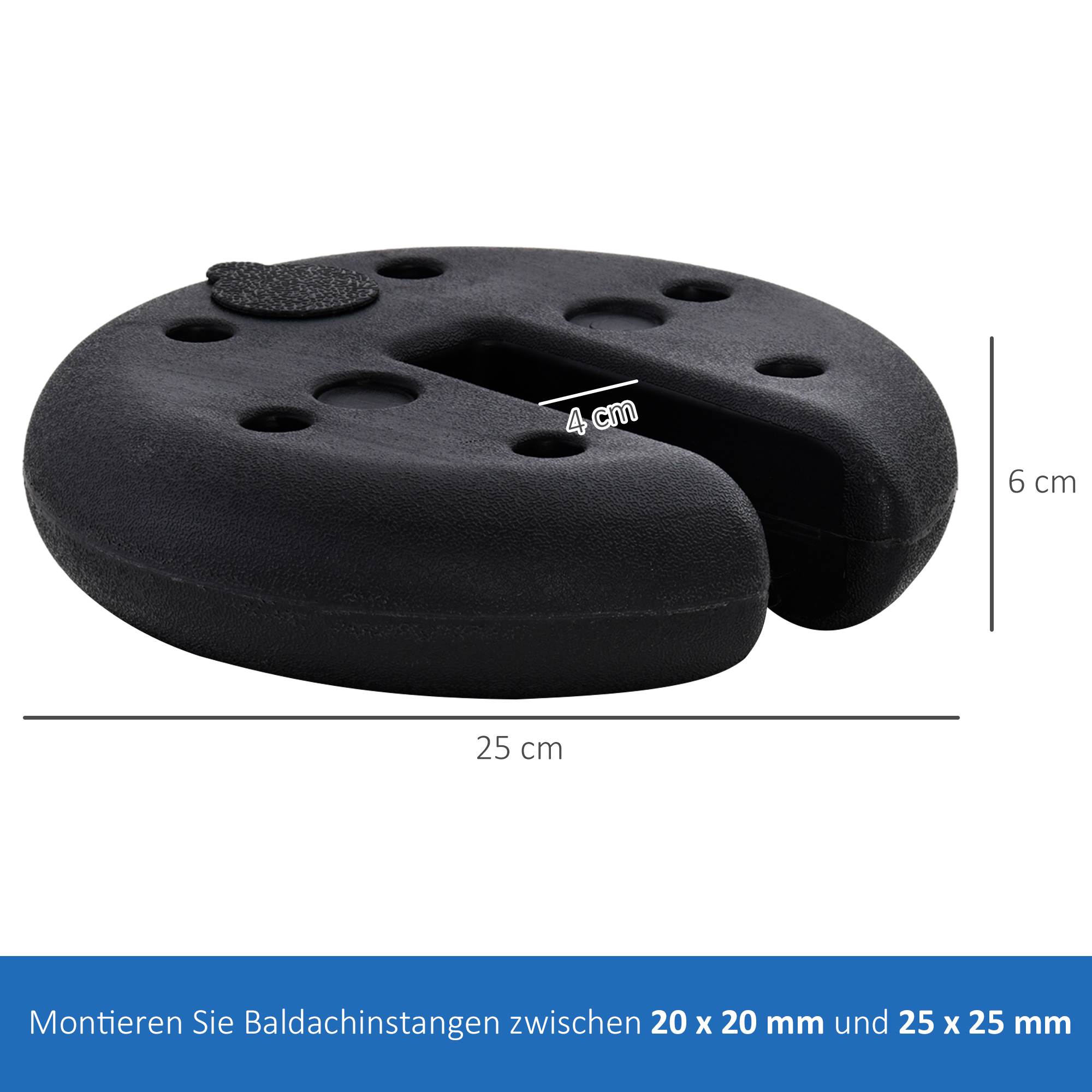 Pavillon Standfuß 4 Stk. Gewicht Partyzelt Pavillongewicht befüllbar bis 5 kg Gewichte für Pavillon Beschwerer für Pavillons Ø25 x 6 cm Schwarz