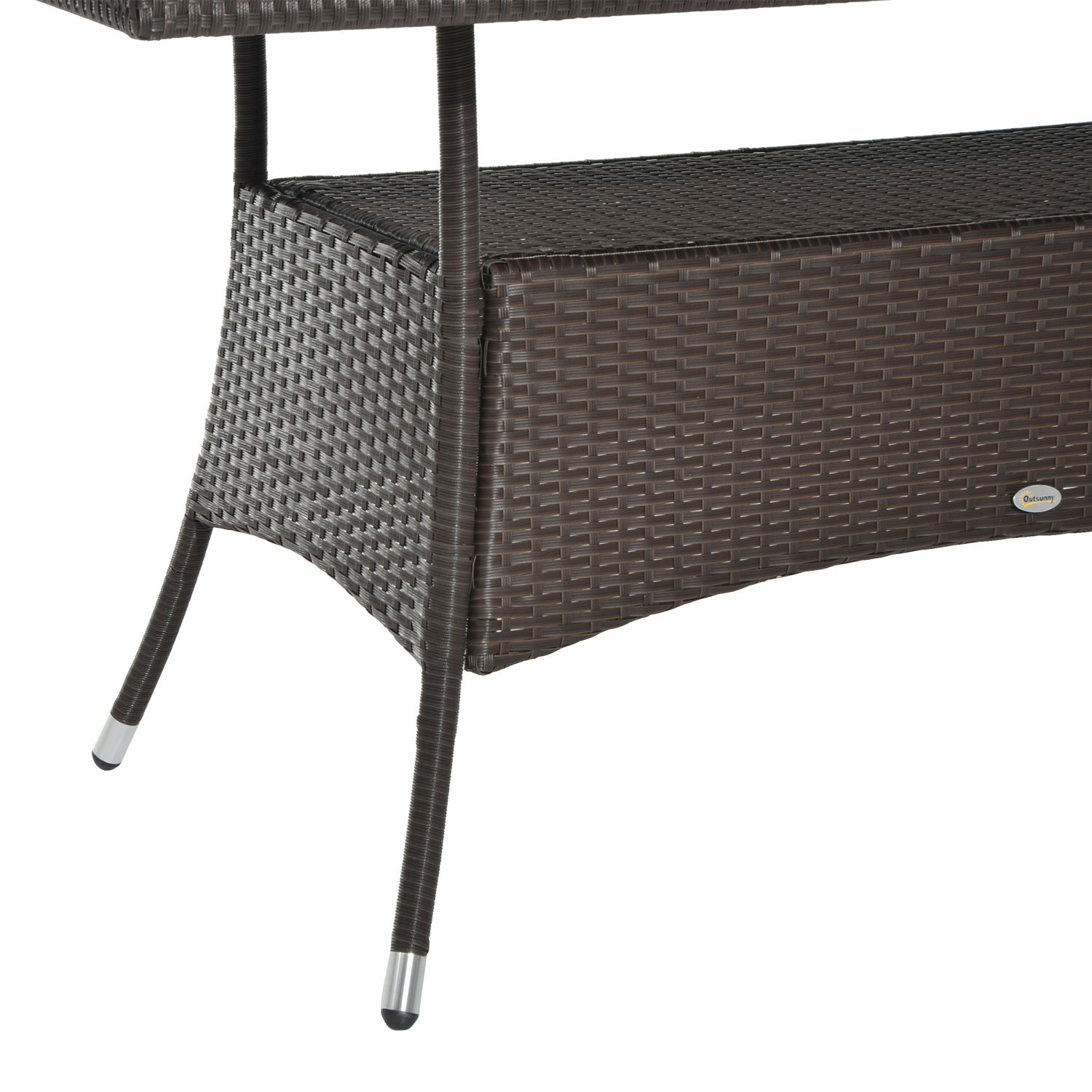 Gartentisch Glastisch Esstisch Gartenmöbel Tisch, Polyrattan+Sicherheitsglas, braun+schwarz, 150x85x74cm